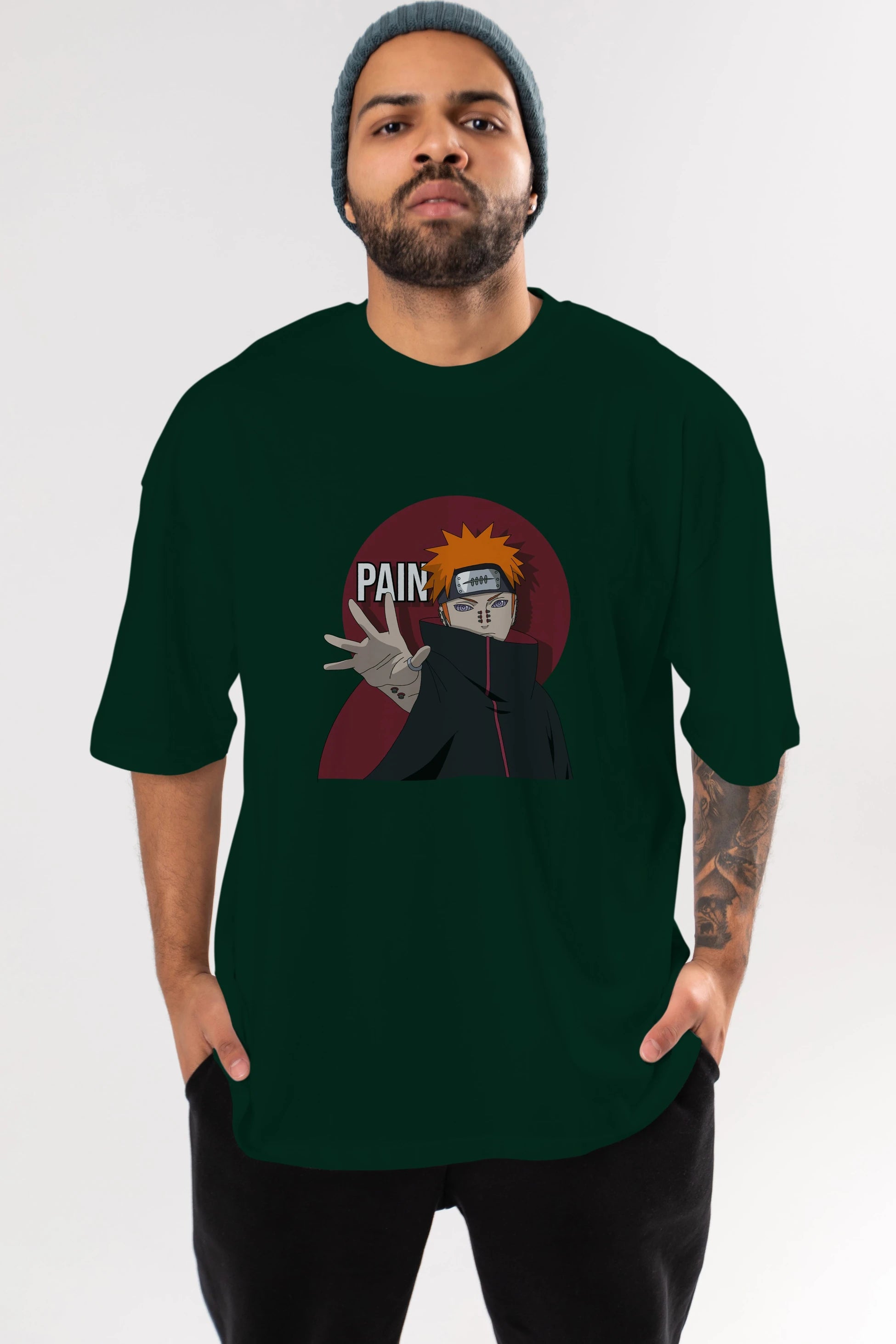 PAIN NARUTO Anime Ön Baskılı Oversize t-shirt %100 pamuk Erkek Kadın Unisex
