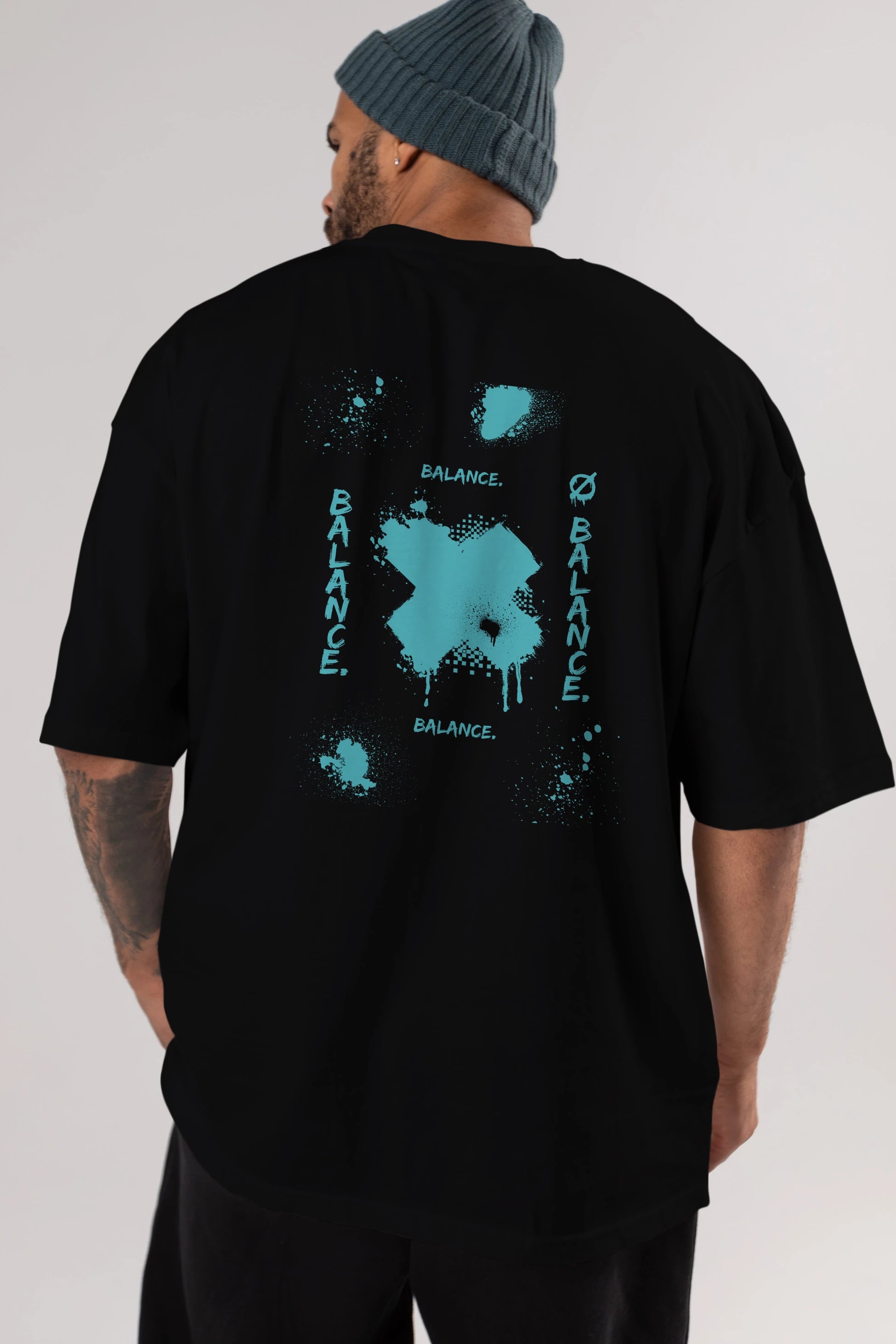 Balance Balance Yazılı Arka Baskılı Oversize t-shirt Erkek Kadın Unisex