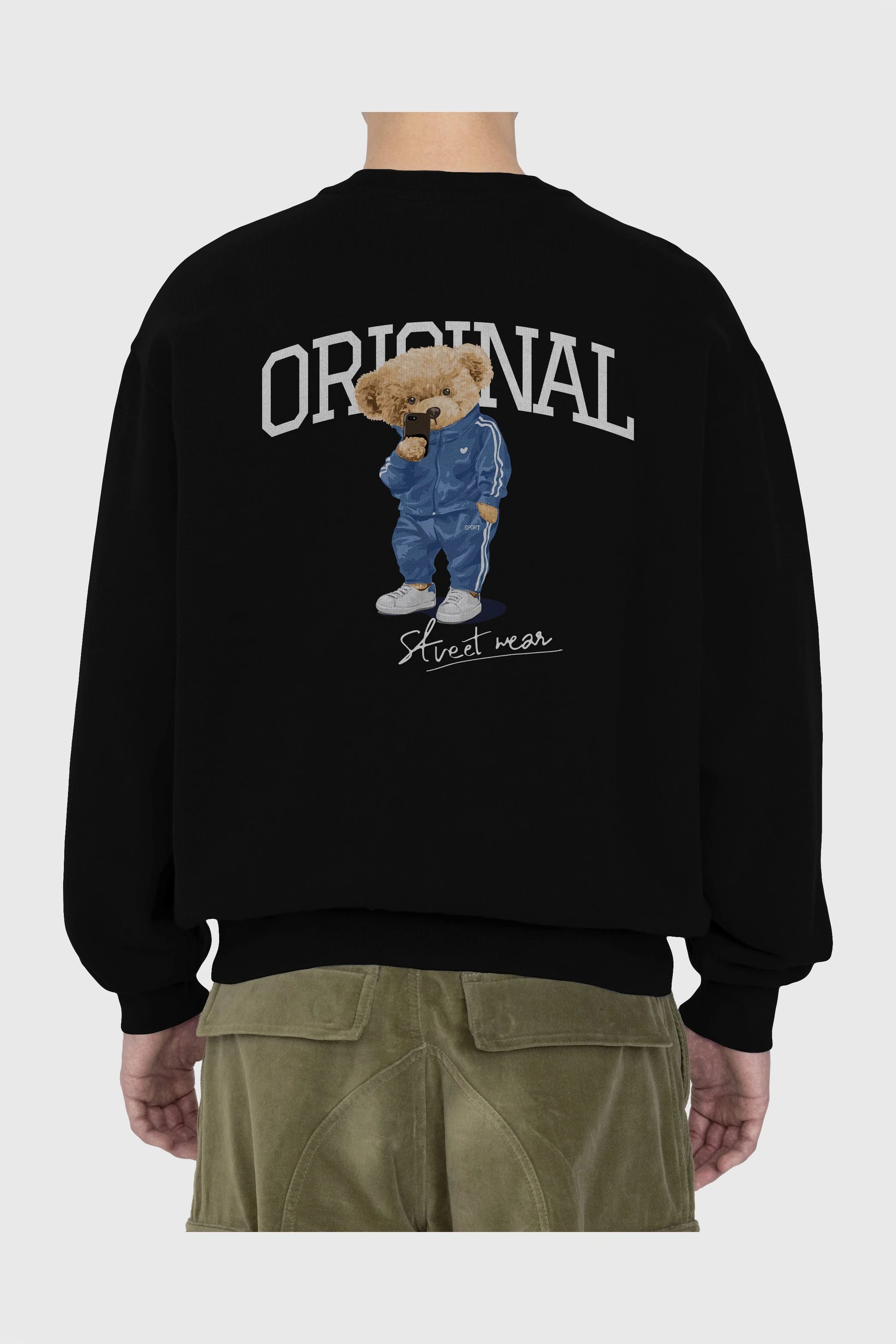 Teddy Bear Original Arka Baskılı Oversize Sweatshirt Erkek Kadın Unisex