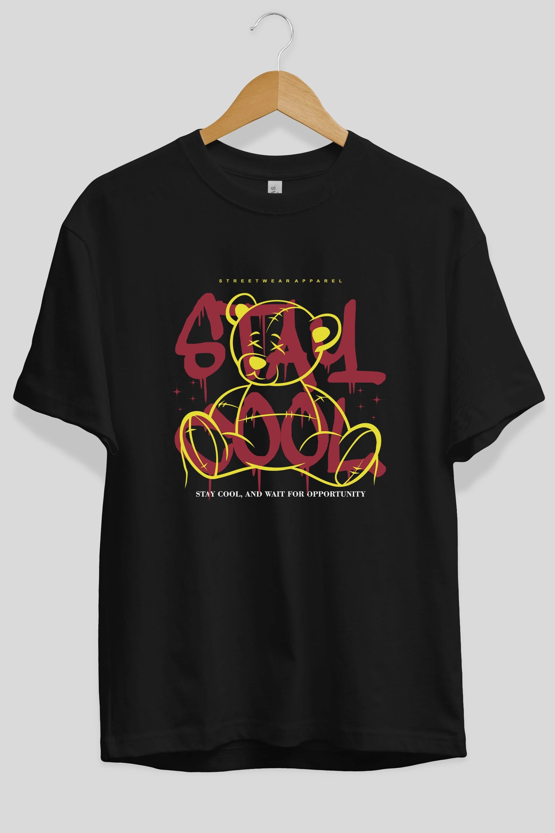 Teddy Bear Stay Cool 2 Ön Baskılı Oversize t-shirt Erkek Kadın Unisex
