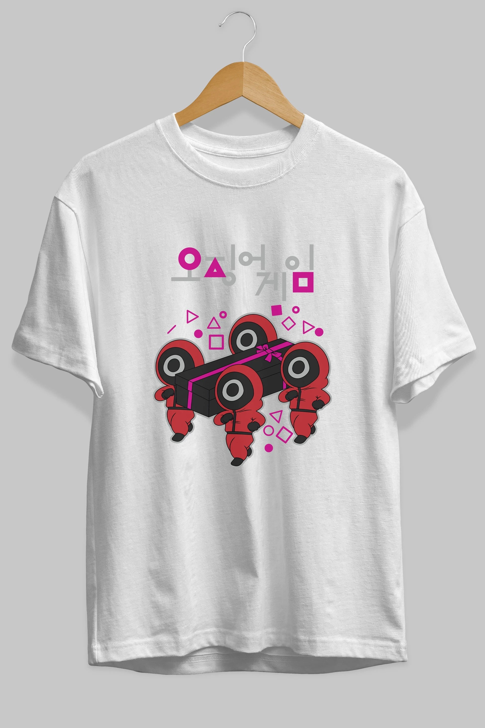 Squid Game (6) Ön Baskılı Oversize t-shirt Erkek Kadın Unisex %100 Pamuk Bisiklet Yaka tişort