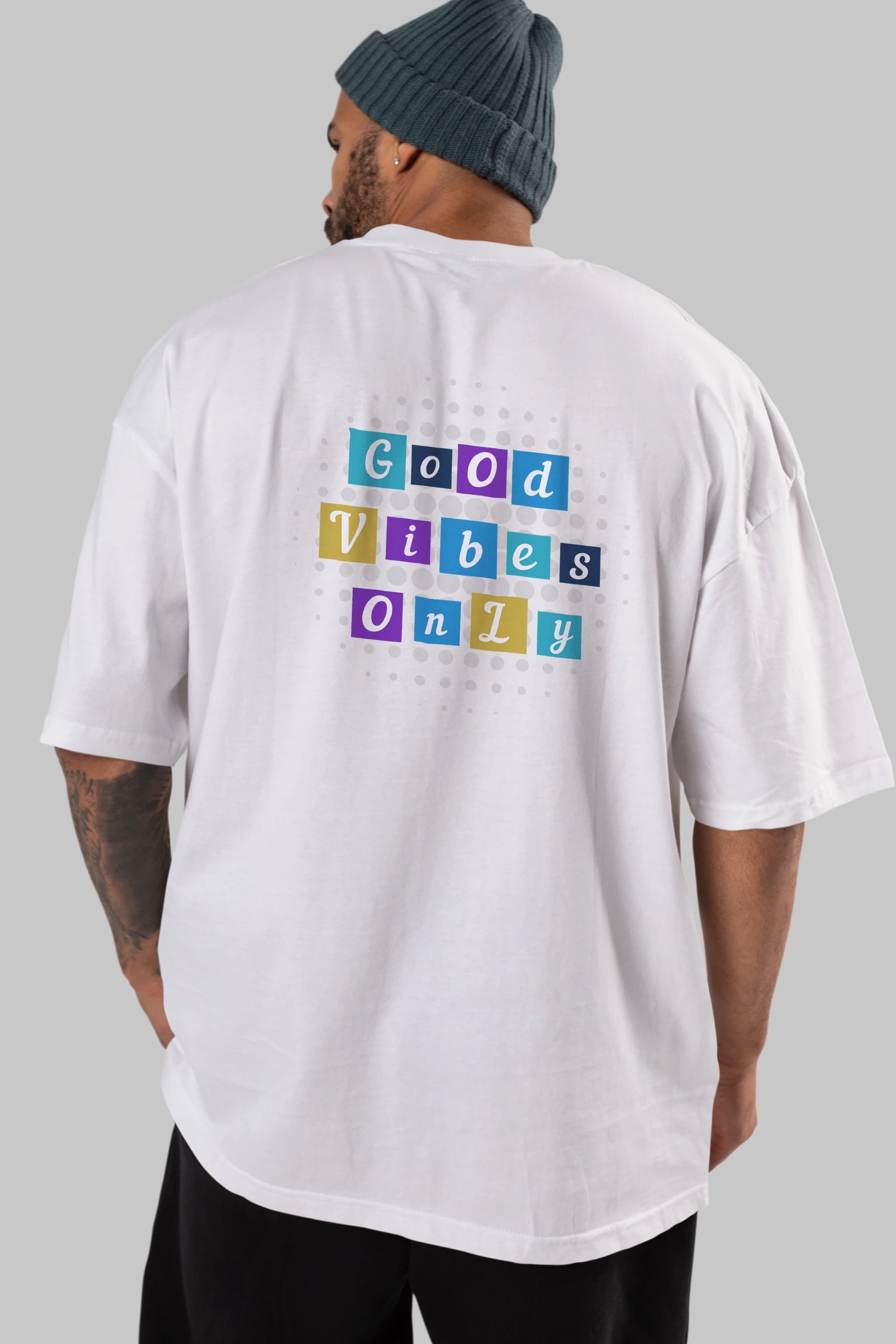 Good Vibes Only Yazılı 3 Arka Baskılı Oversize t-shirt Erkek Kadın Unisex