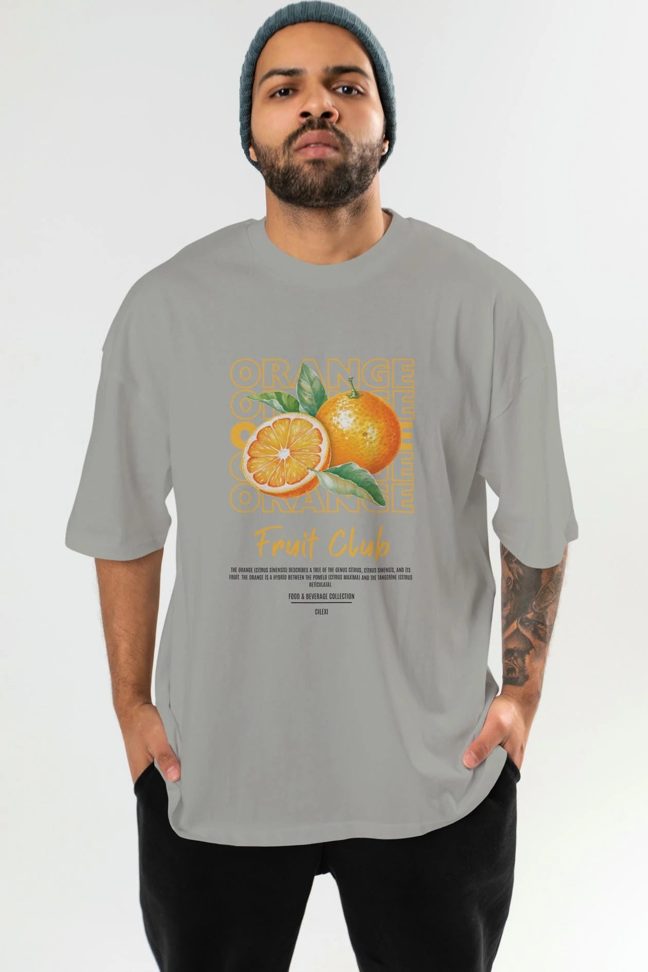 Orange Ön Baskılı Oversize t-shirt Erkek Kadın Pamuk Bisiklet Yaka tişort