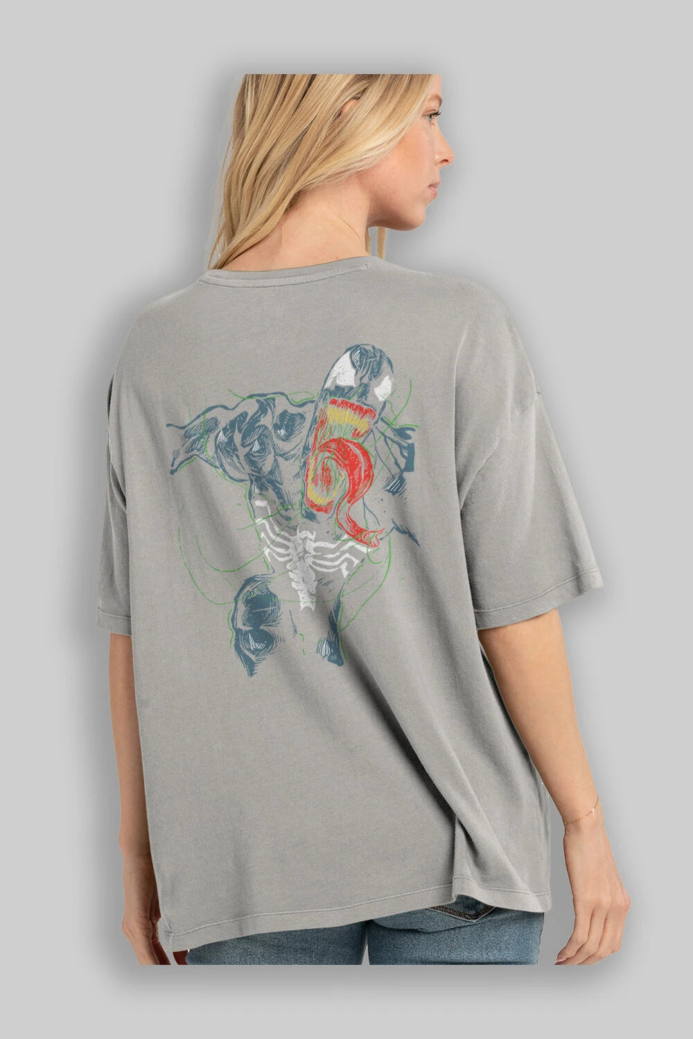 Venom (6) Arka Baskılı Oversize t-shirt Erkek Kadın Unisex %100 Pamuk Bisiklet Yaka tişort
