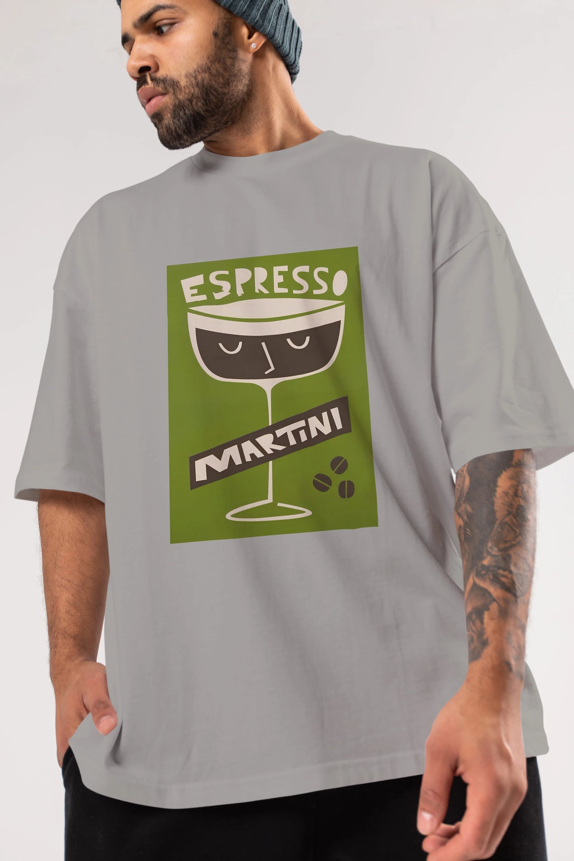 Espresso Martini 2 Ön Baskılı Oversize t-shirt Erkek Kadın Unisex %100 Pamuk Bisiklet Yaka tişort