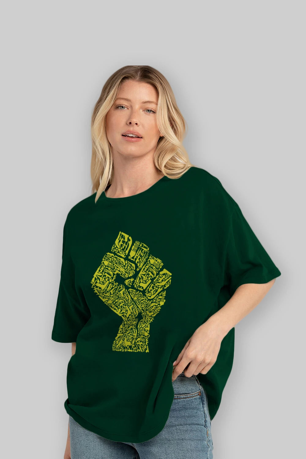 Hand Of Revolution Ön Baskılı Oversize t-shirt %100 pamuk Erkek Kadın Unisex