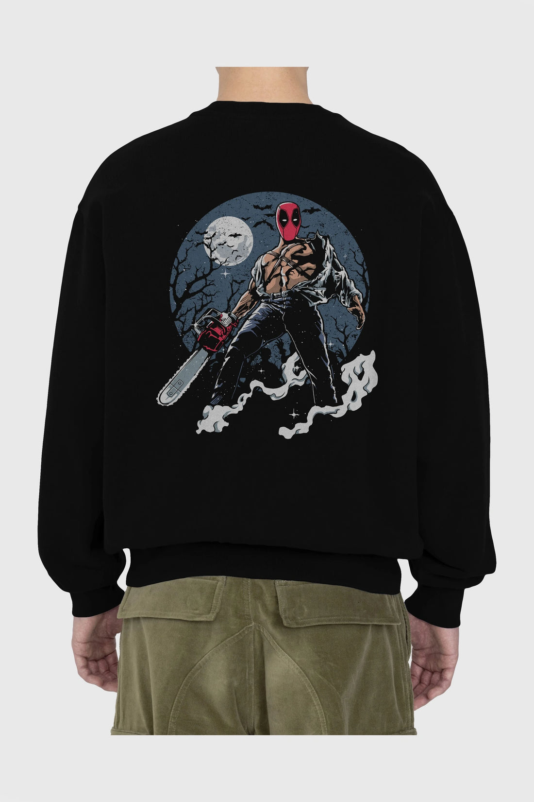 Evil Deadpool Arka Baskılı Oversize Sweatshirt Erkek Kadın Unisex