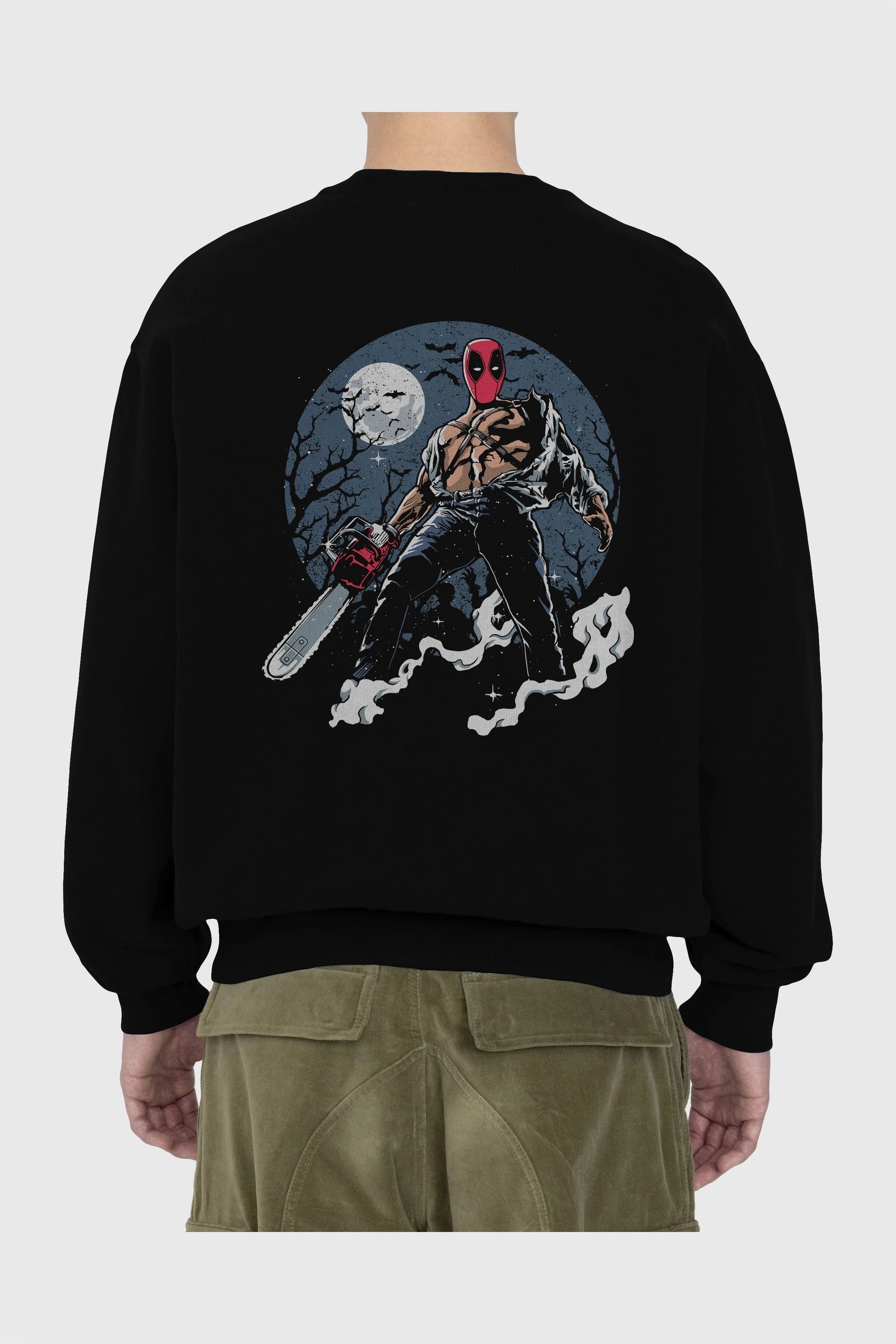 Evil Deadpool Arka Baskılı Oversize Sweatshirt Erkek Kadın Unisex