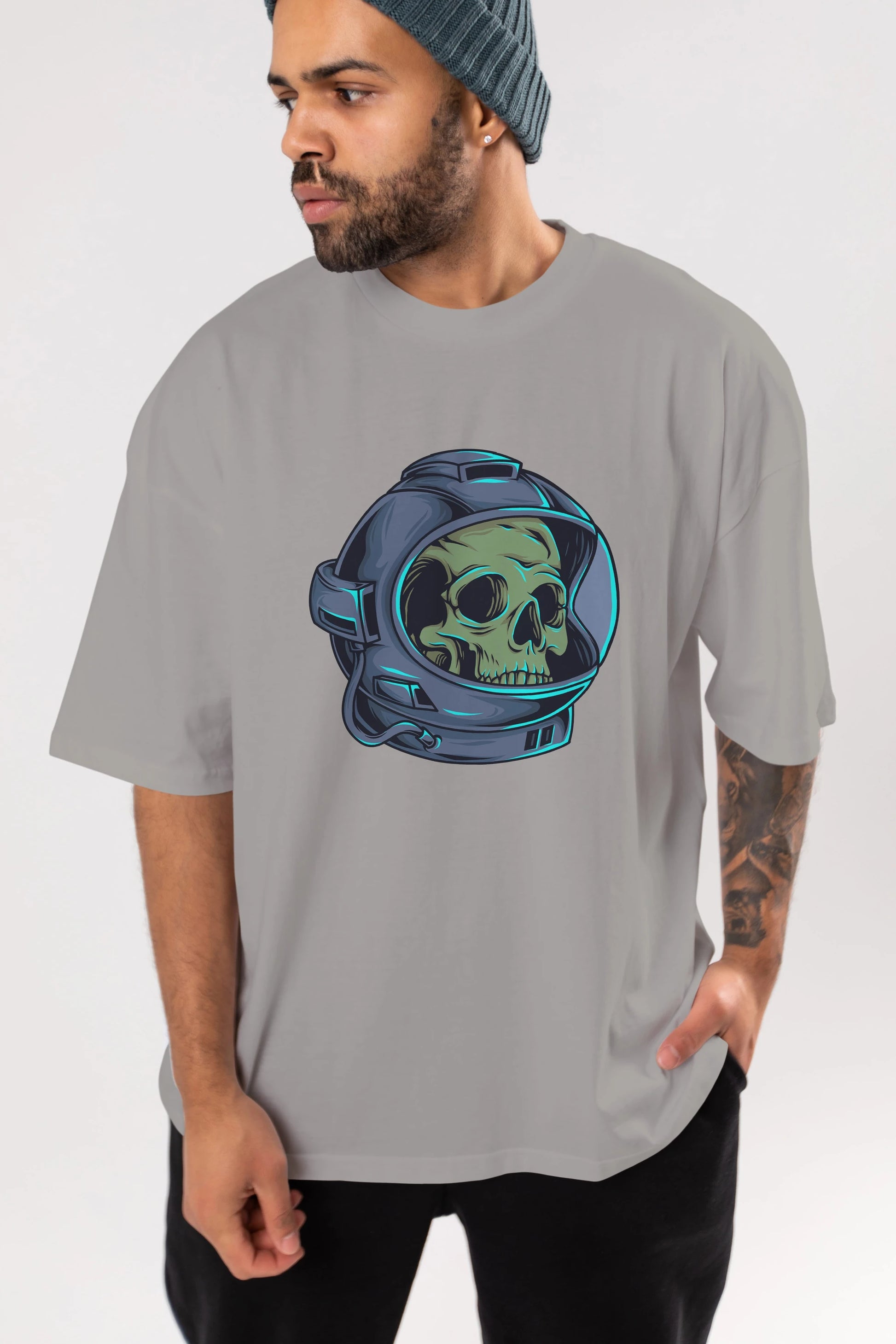 Astroskull Ön Baskılı Oversize t-shirt Erkek Kadın Unisex