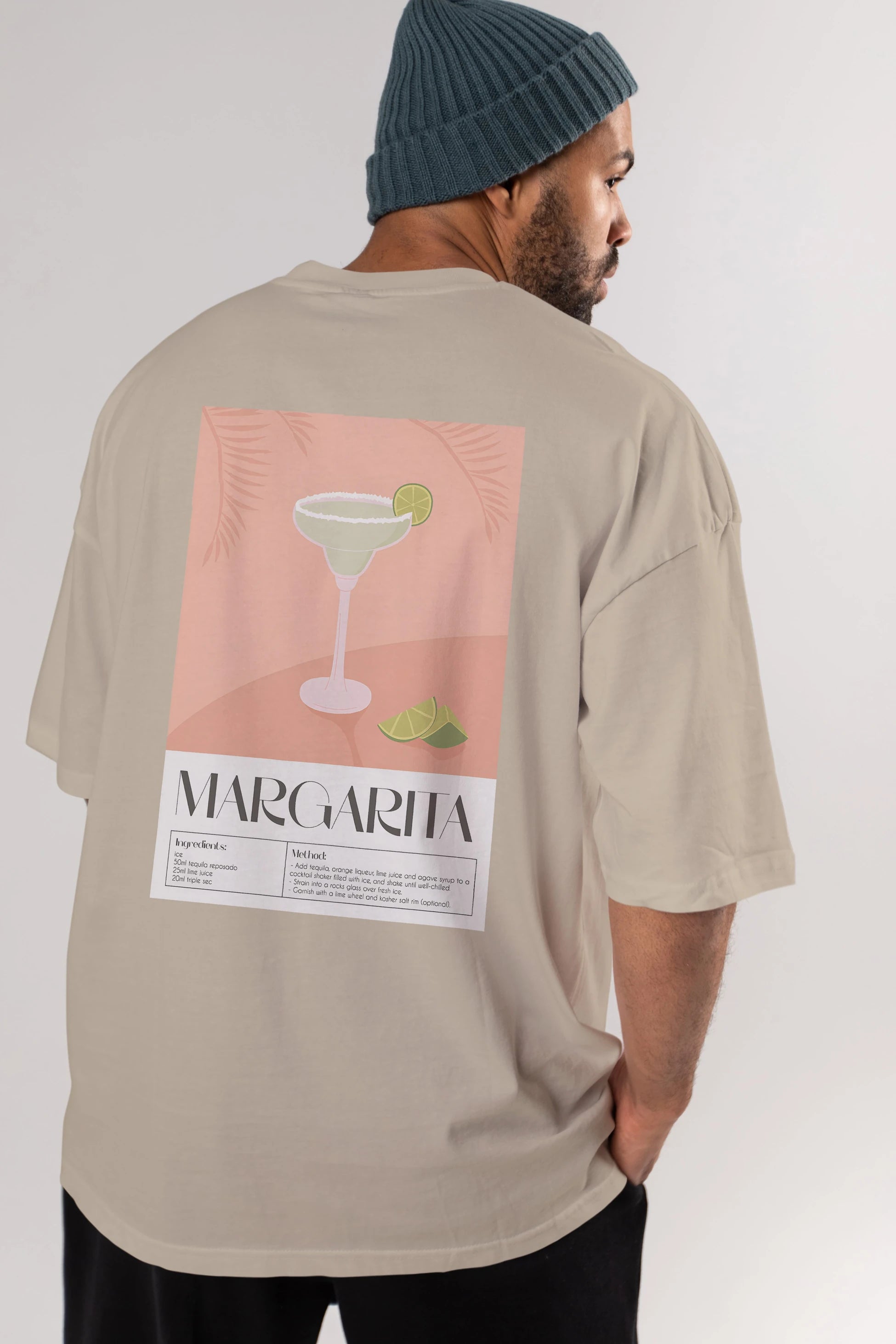 Margarita 5 Arka Baskılı Oversize t-shirt Erkek Kadın Unisex %100 Pamuk Bisiklet Yaka tişort