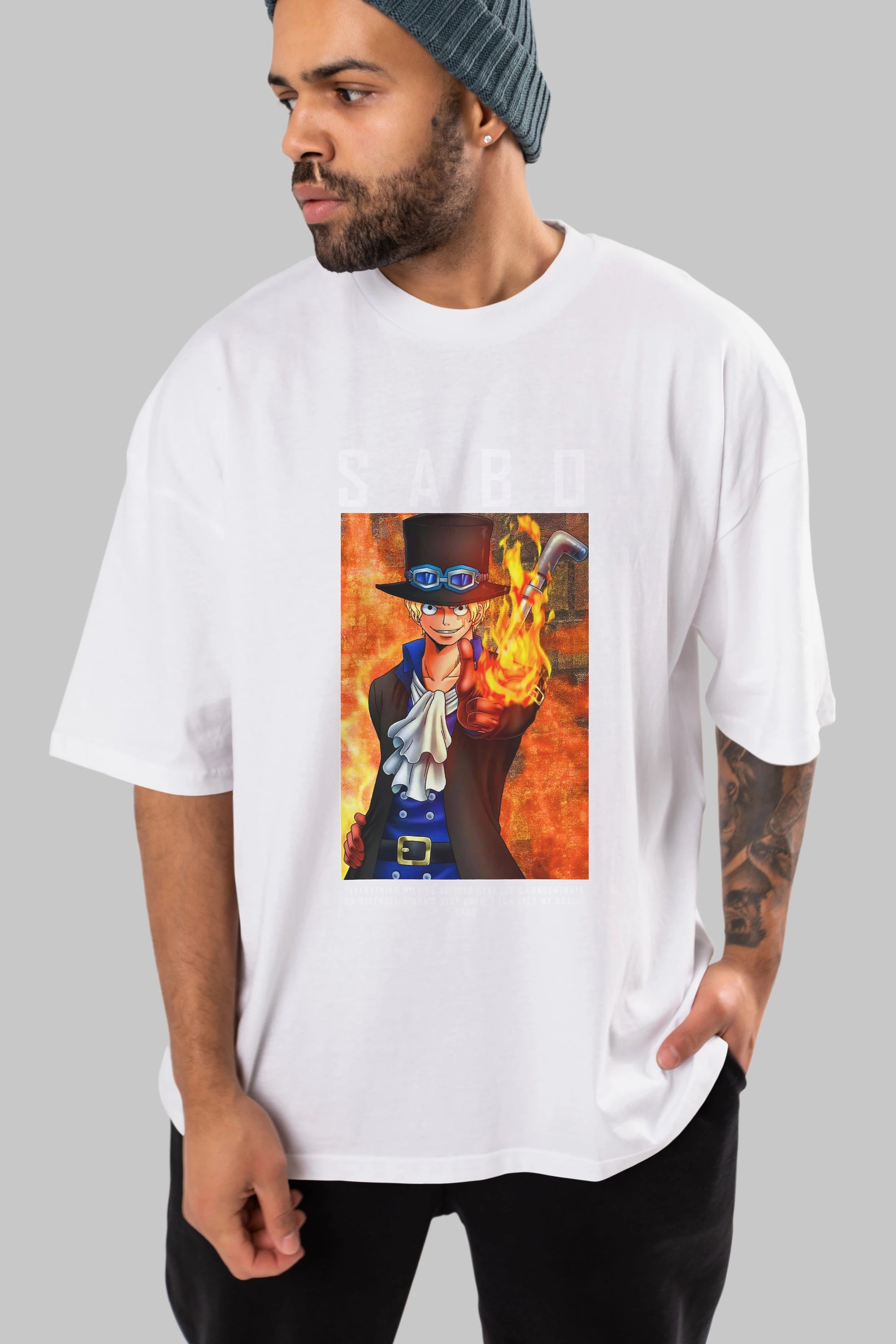 Sabo Anime Ön Baskılı Oversize t-shirt Erkek Kadın Unisex