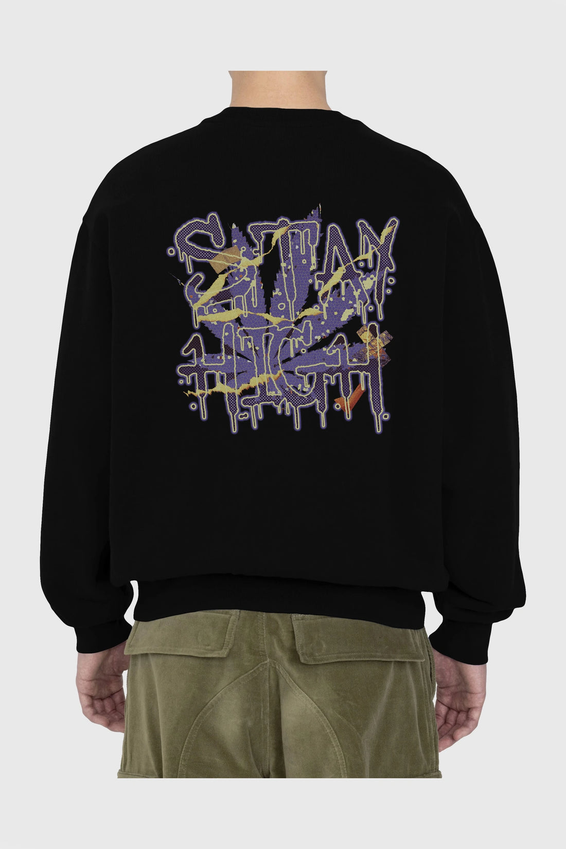 Stay High Arka Baskılı Oversize Sweatshirt Erkek Kadın Unisex