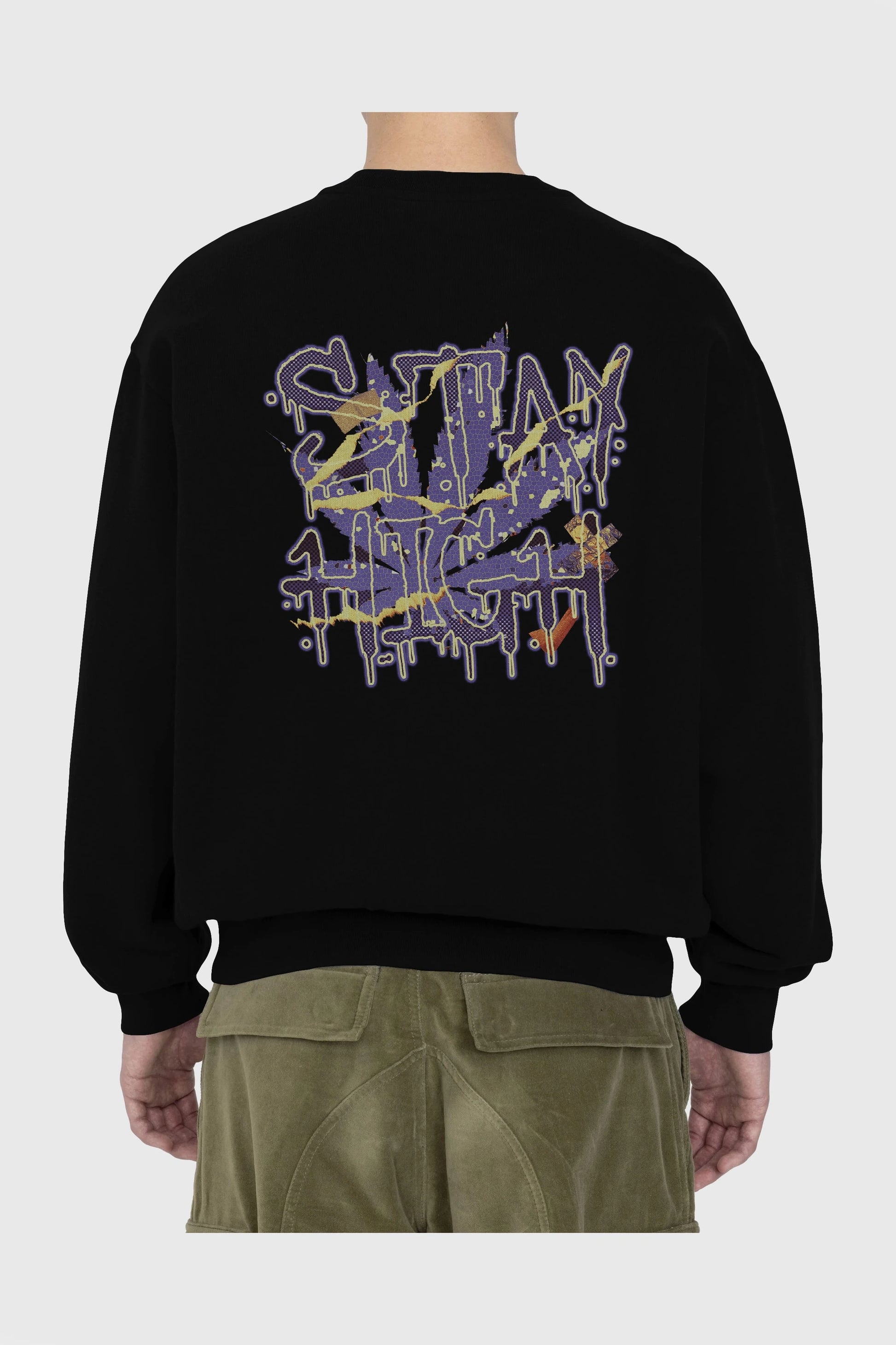 Stay High Arka Baskılı Oversize Sweatshirt Erkek Kadın Unisex