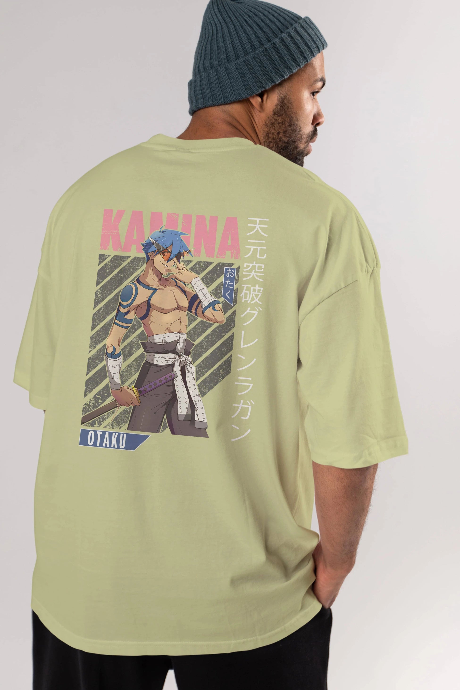 Kamina 5 Anime Arka Baskılı Oversize t-shirt Erkek Kadın Unisex