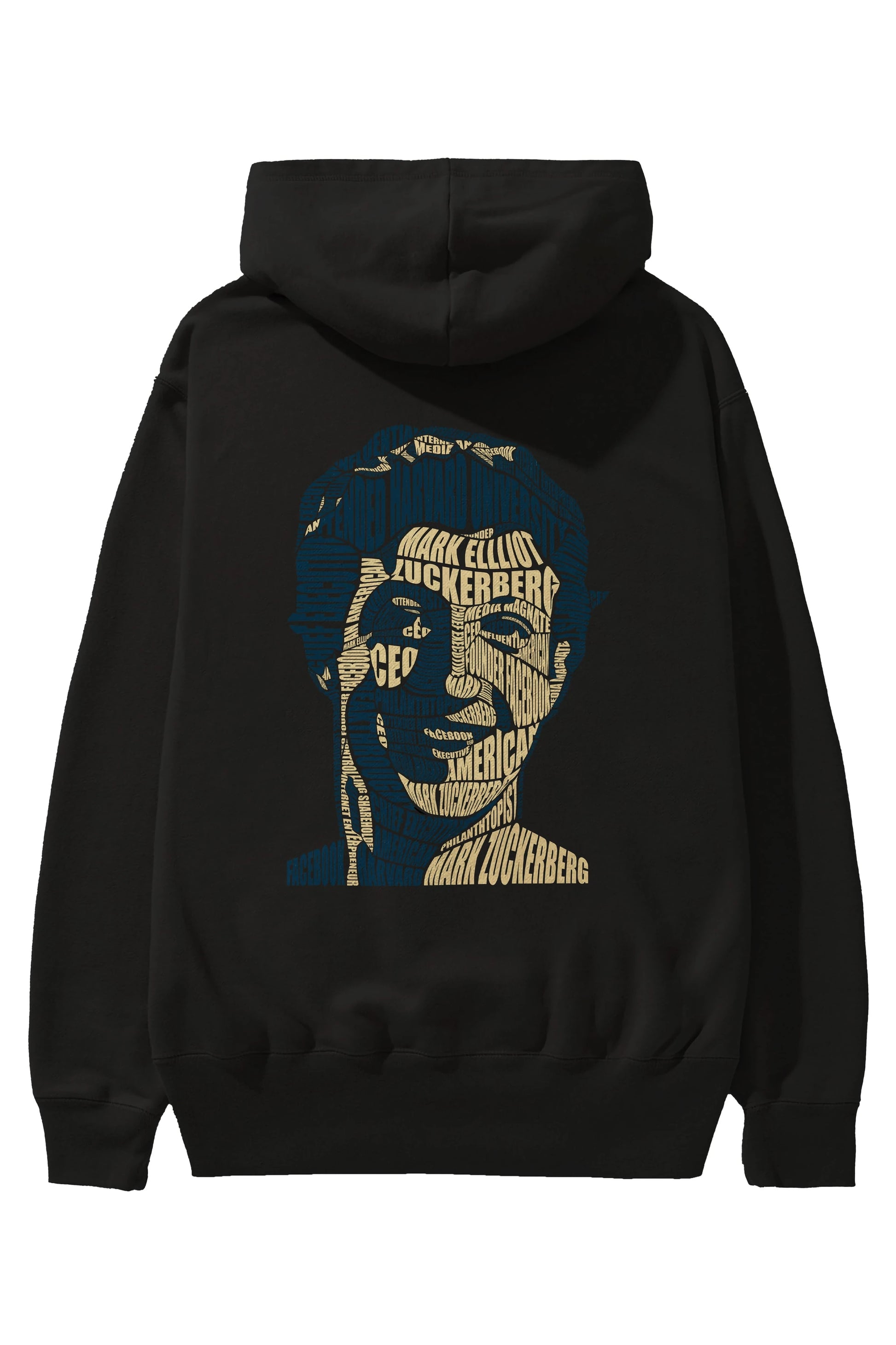 Mark Zuckerberg Calligram Arka Baskılı Hoodie Oversize Kapüşonlu Sweatshirt Erkek Kadın Unisex