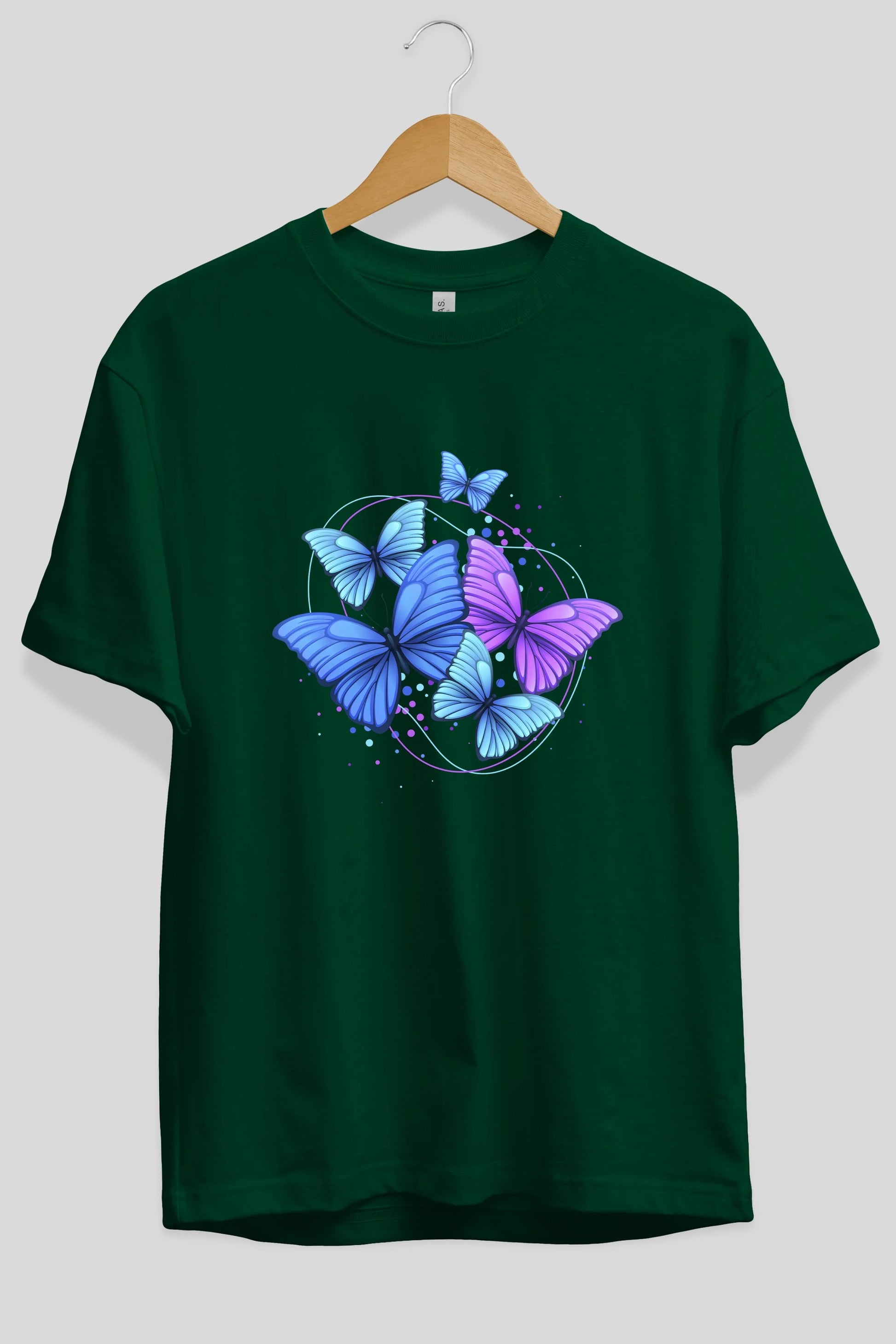 Kelebek Ön Baskılı Oversize t-shirt Erkek Kadın Unisex