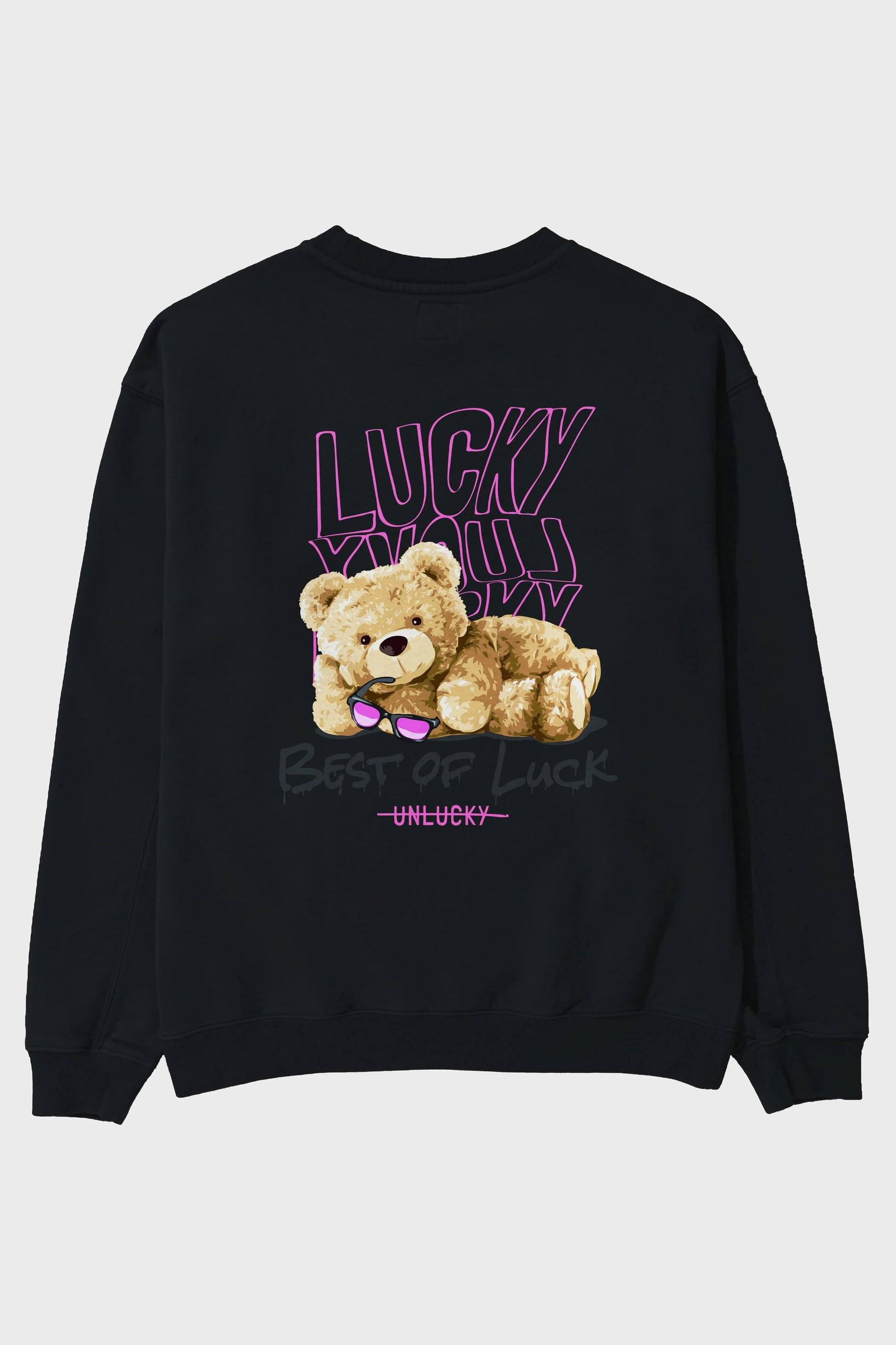 Best of Lucky Bear Arka Baskılı Oversize Sweatshirt Erkek Kadın Unisex