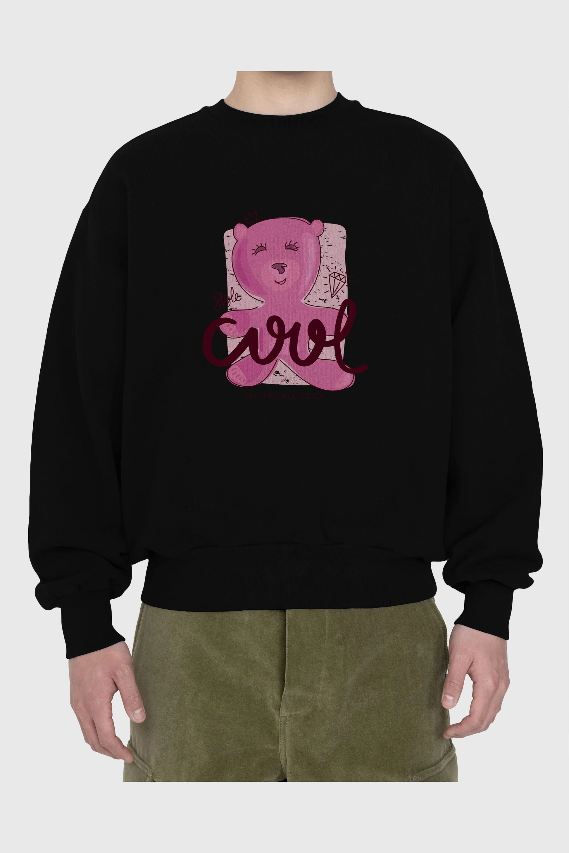 Cool Style Bear Ön Baskılı Oversize Sweatshirt Erkek Kadın Unisex