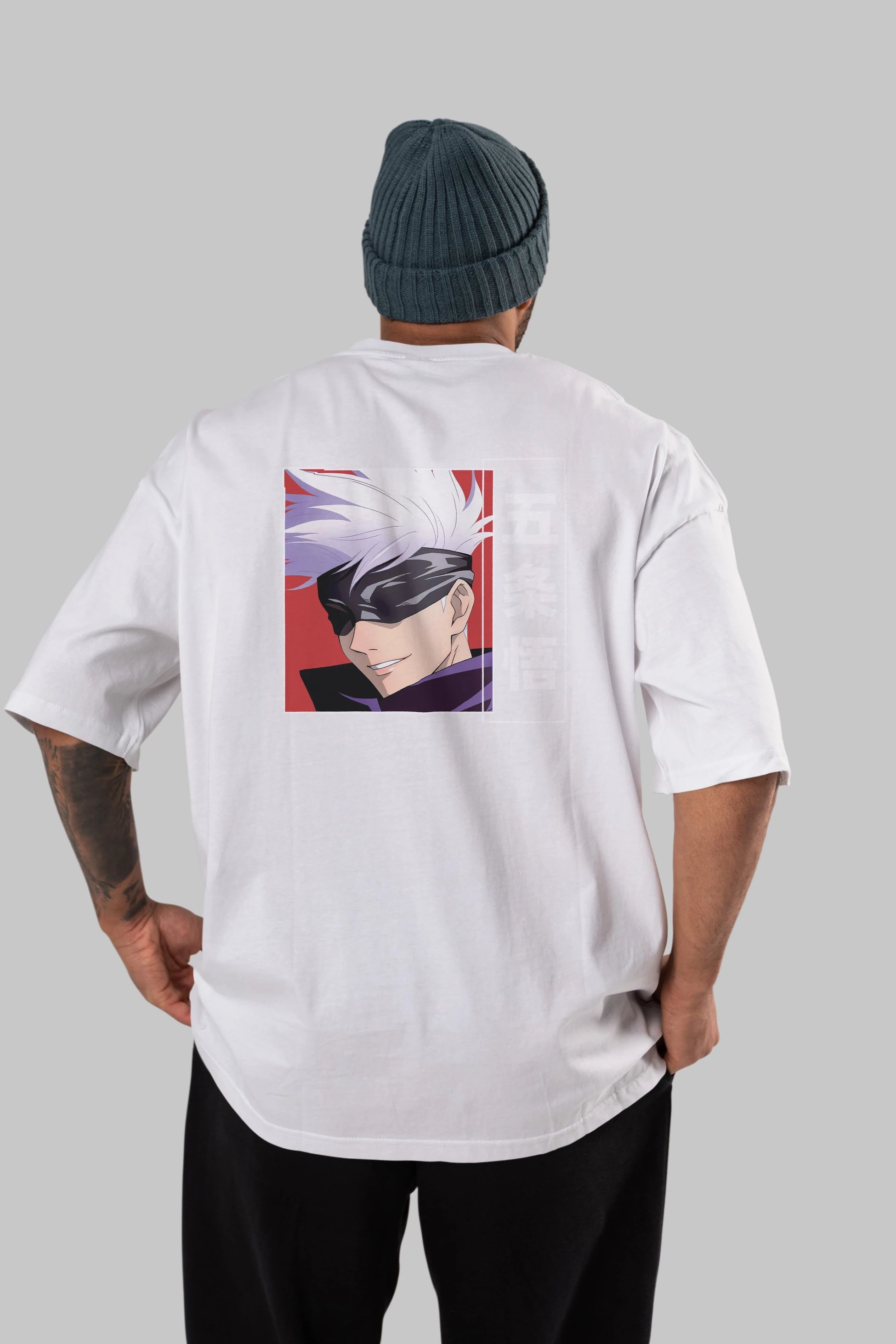SATORU GOJO Anime Arka Baskılı Oversize t-shirt Erkek Kadın Unisex