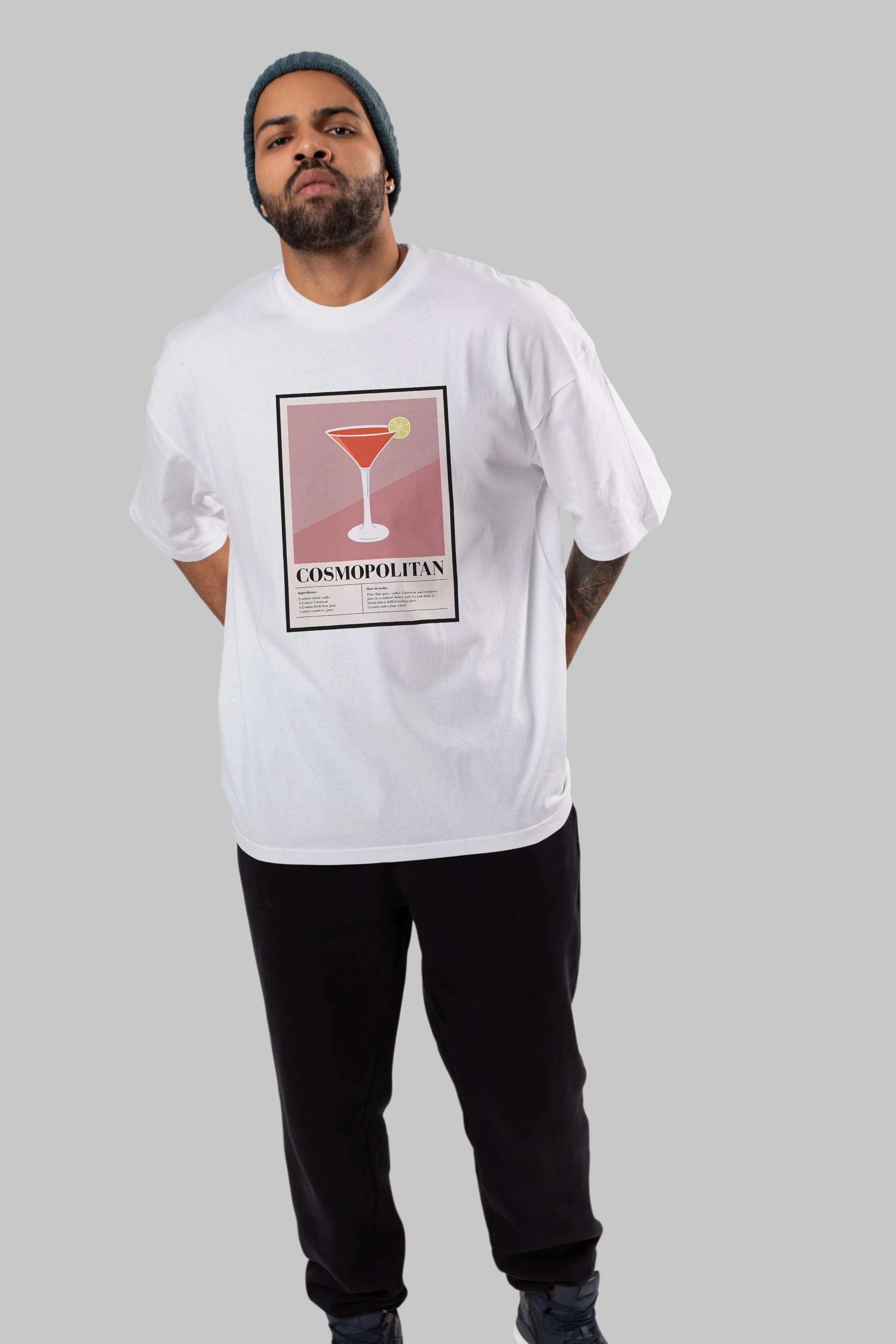 Cosmopolitan 3 Ön Baskılı Oversize t-shirt Erkek Kadın Unisex %100 Pamuk Bisiklet Yaka tişort
