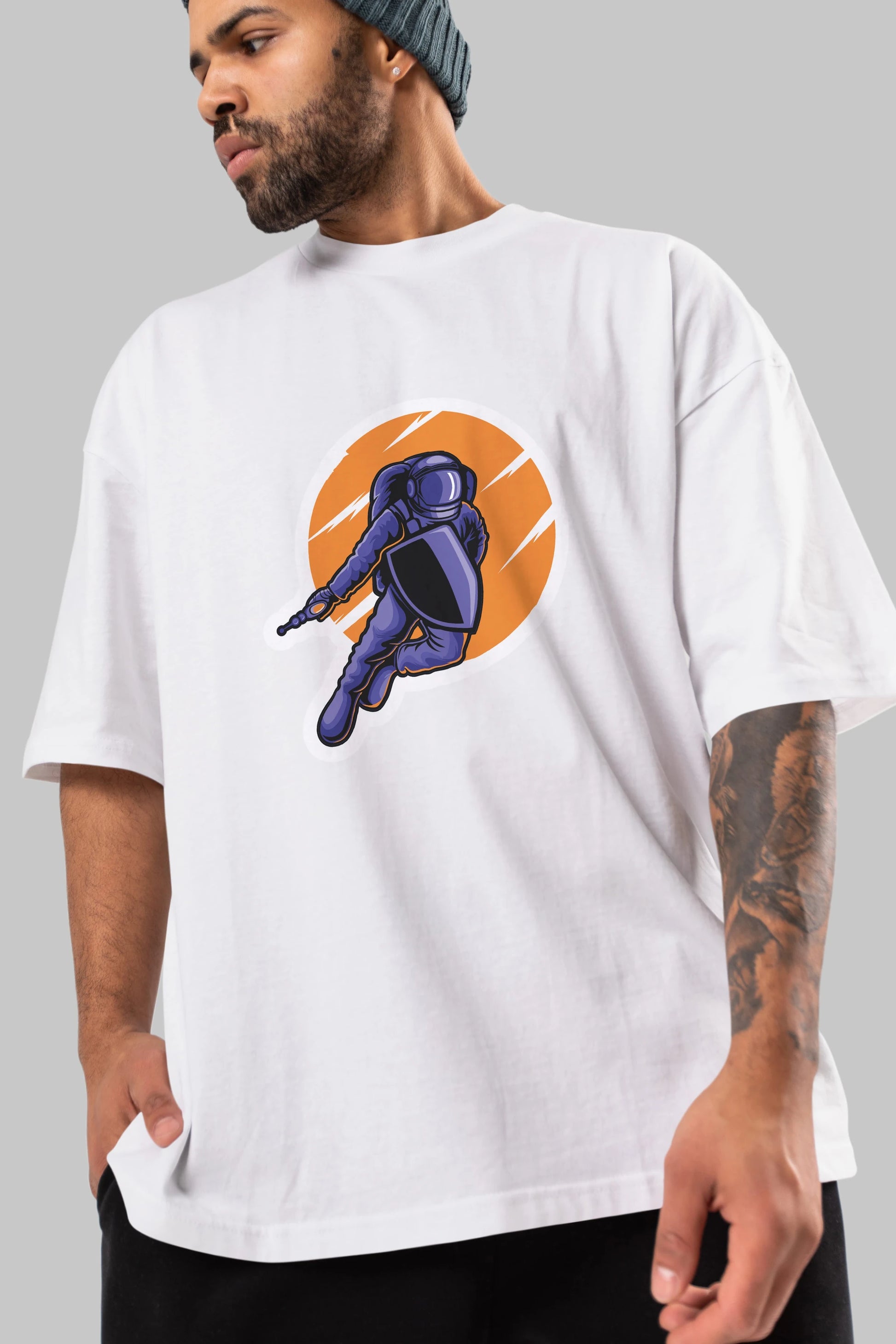 Astro Wars Sticker Ön Baskılı Oversize t-shirt Erkek Kadın Unisex
