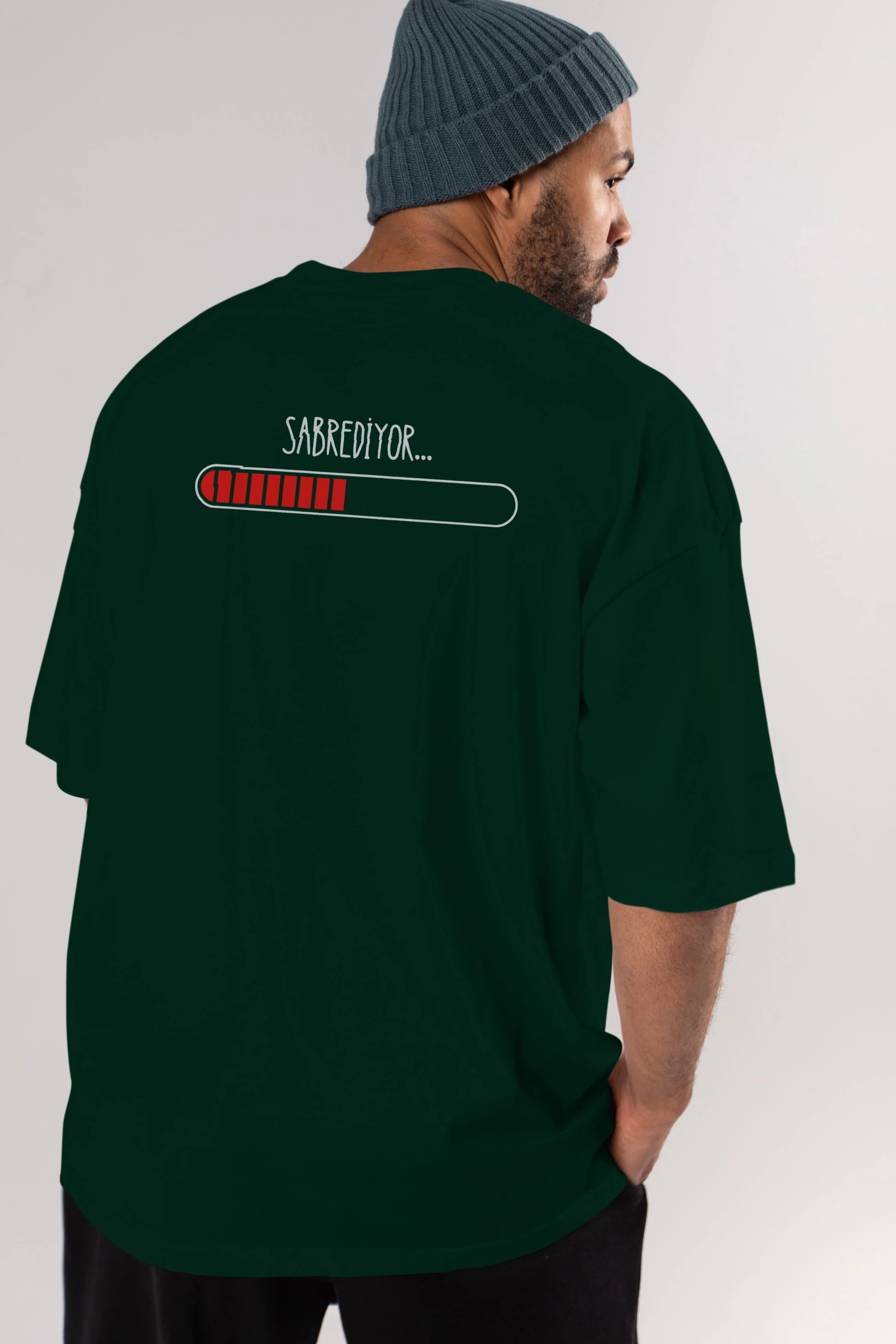 Sabrediyor Yazılı Arka Baskılı Oversize t-shirt Erkek Kadın Unisex