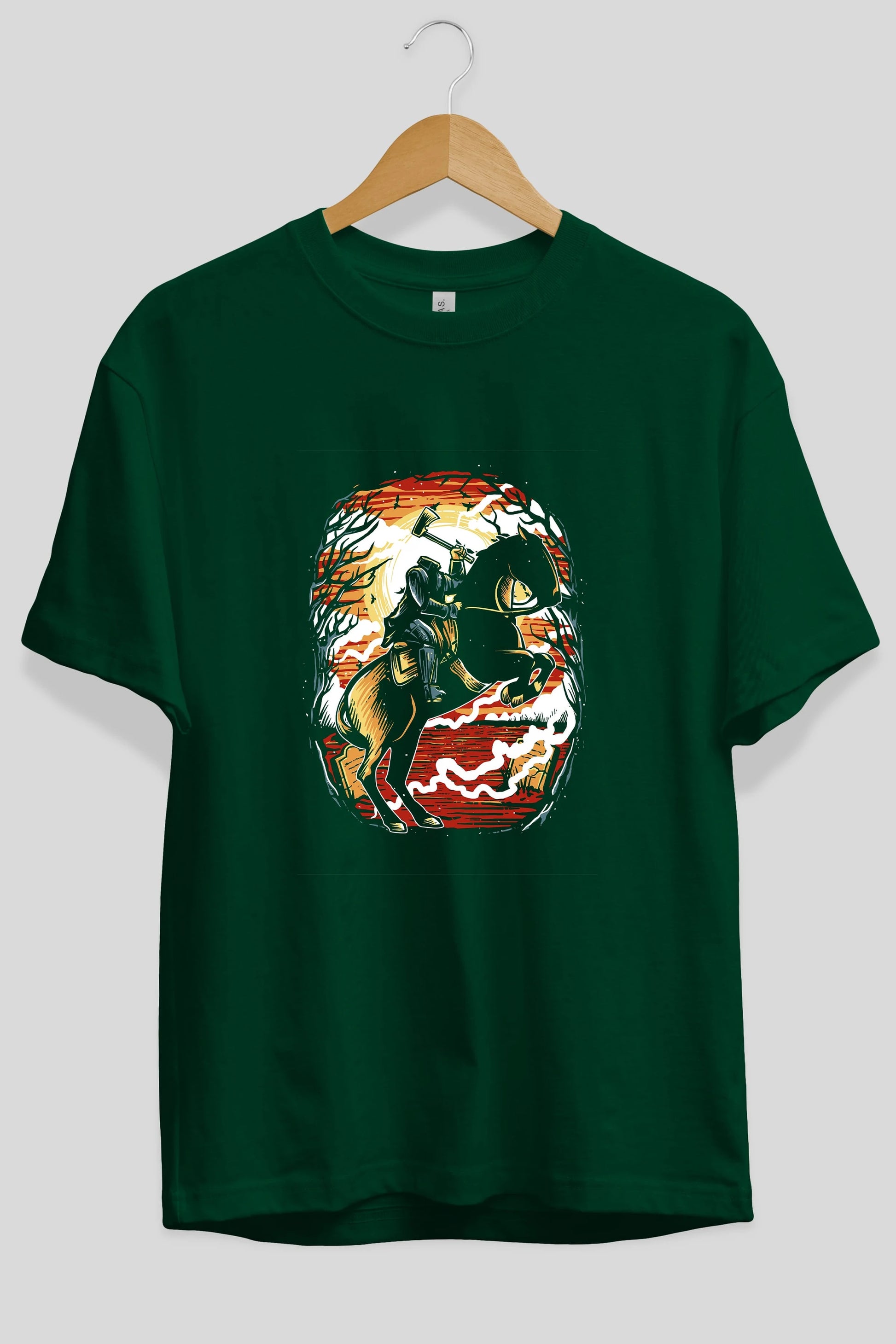 Headless Horseman Ön Baskılı Oversize t-shirt Erkek Kadın Unisex %100 Pamuk tişort