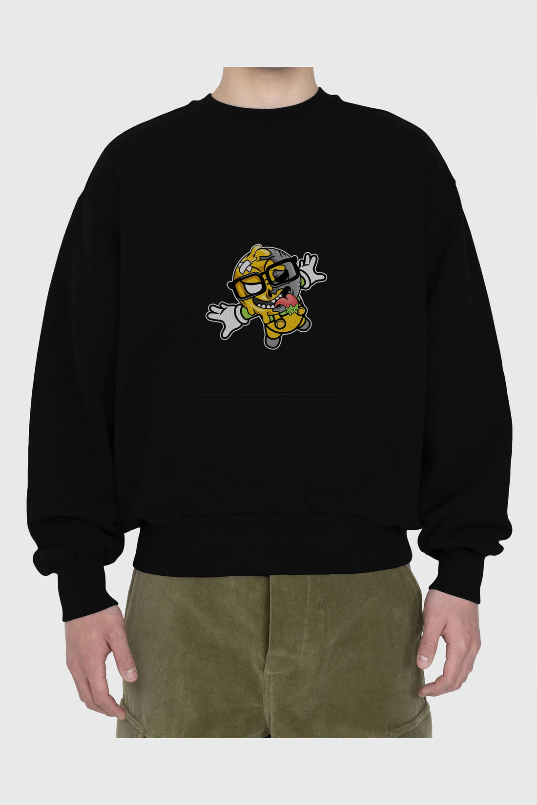Smiley Jump Ön Baskılı Oversize Sweatshirt Erkek Kadın Unisex