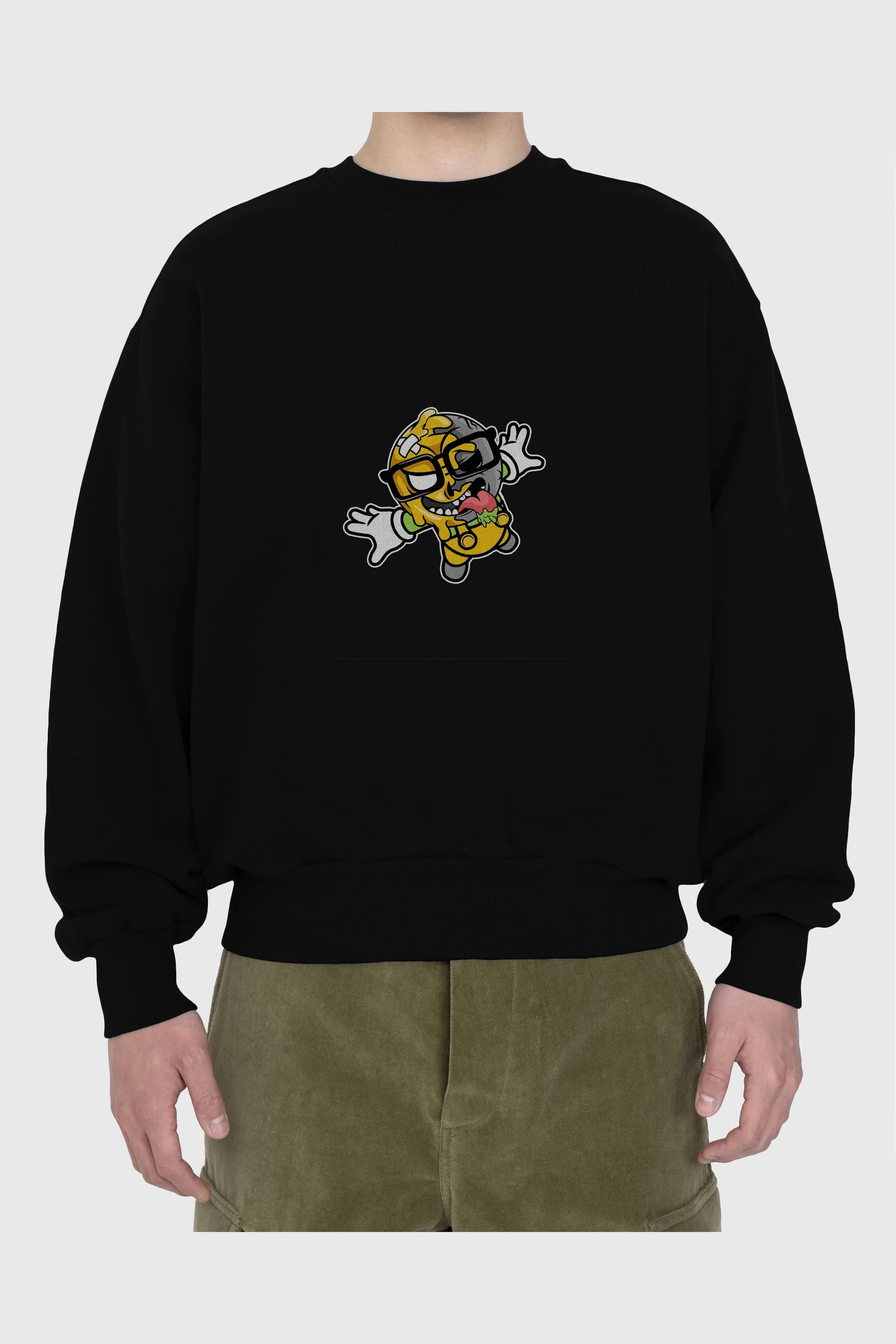 Smiley Jump Ön Baskılı Oversize Sweatshirt Erkek Kadın Unisex