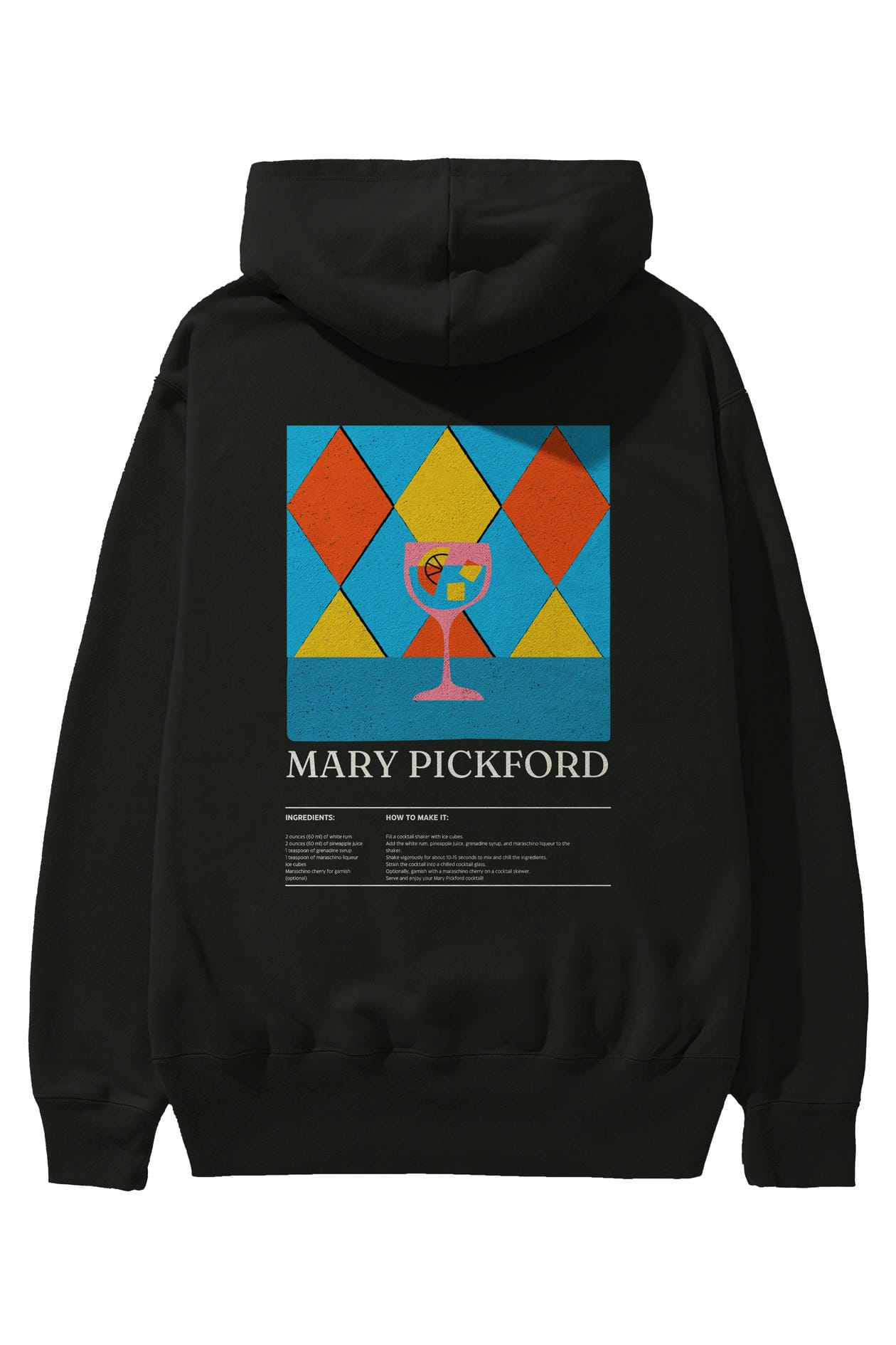 Mary Pickford Kokteyl Arka Baskılı Hoodie Oversize Kapüşonlu Sweatshirt Erkek Kadın