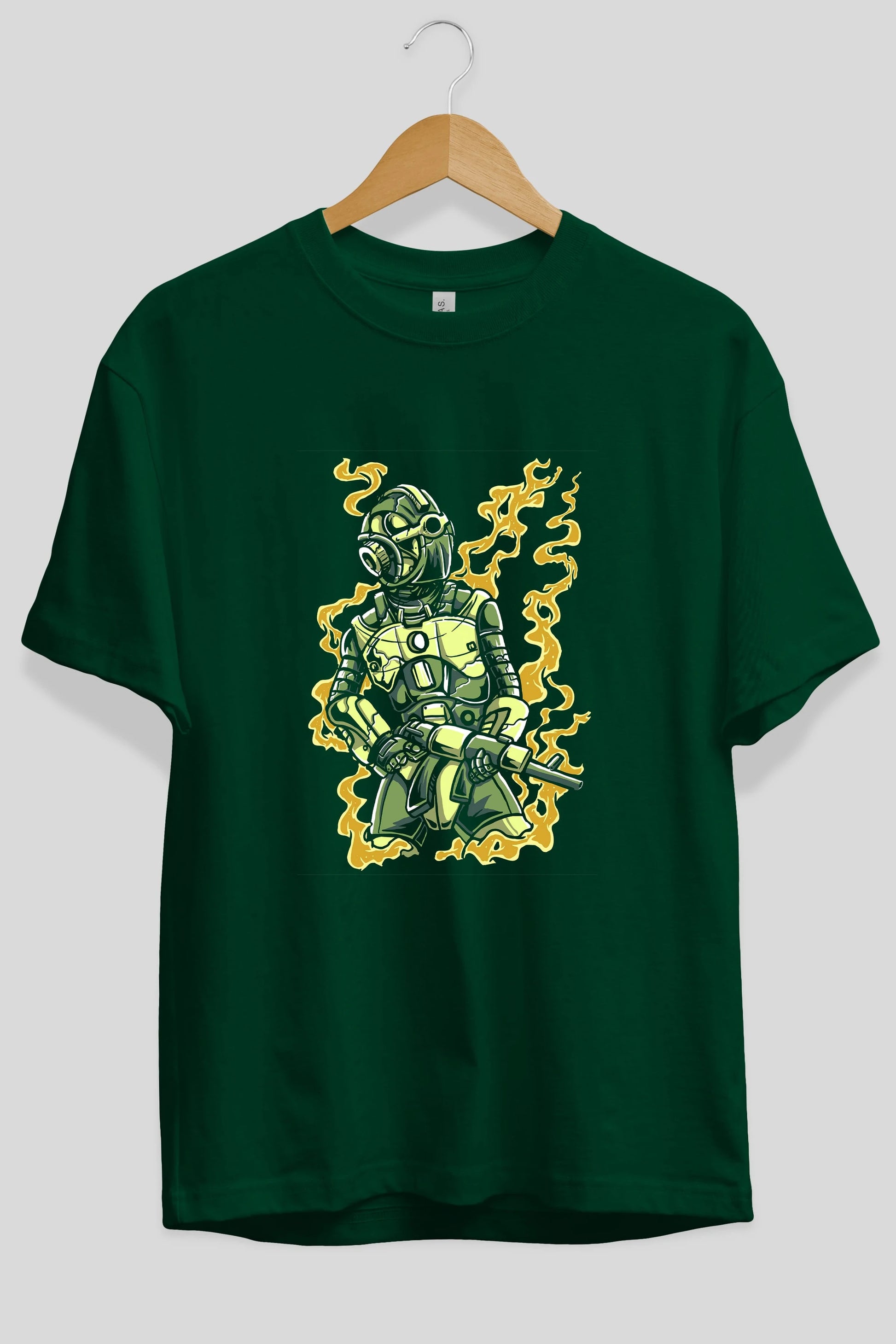 Robot Soldier Ön Baskılı Oversize t-shirt Erkek Kadın Unisex %100 Pamuk tişort