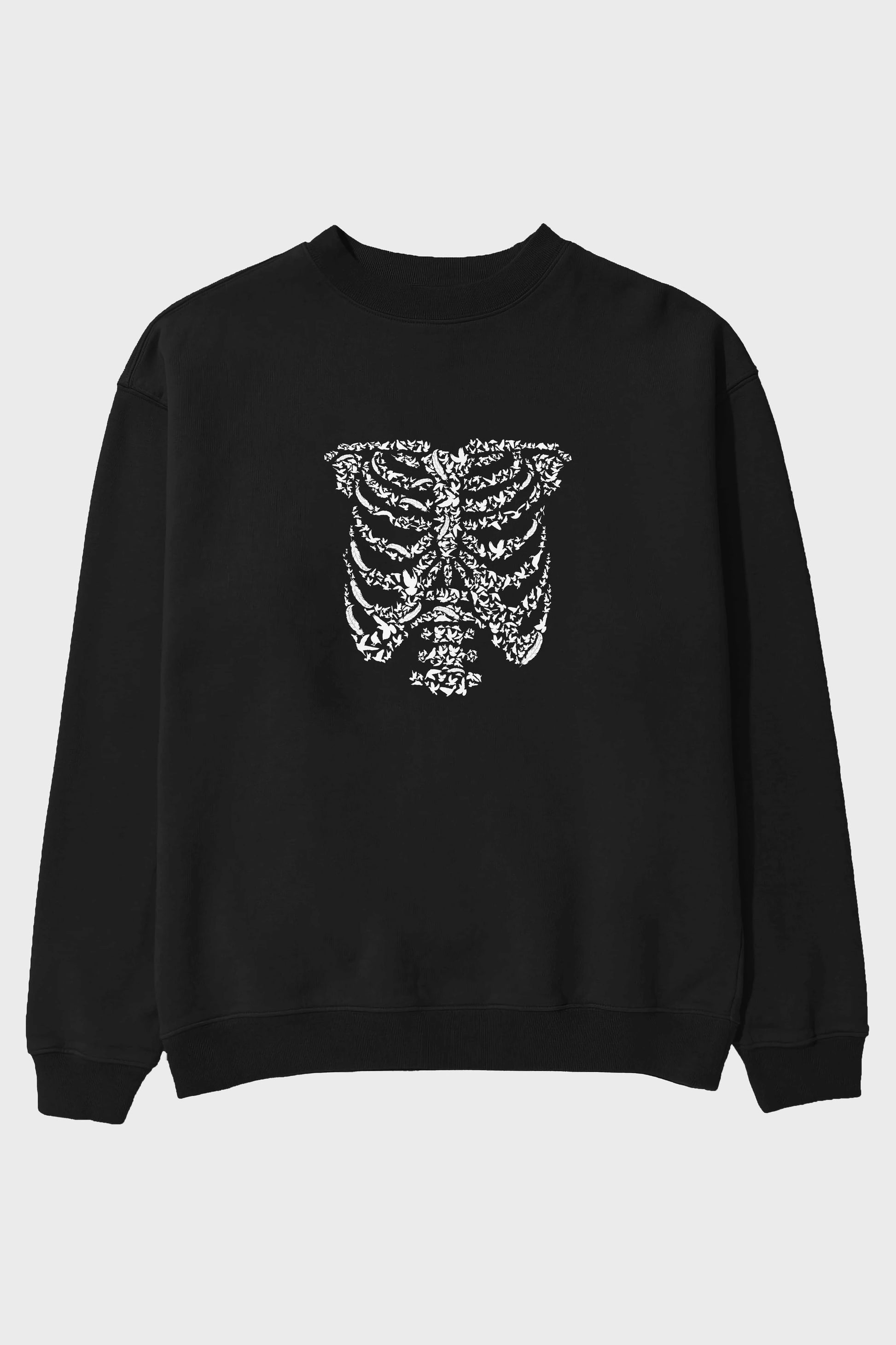 Ribcage Bird Ön Baskılı Oversize Sweatshirt Erkek Kadın Unisex