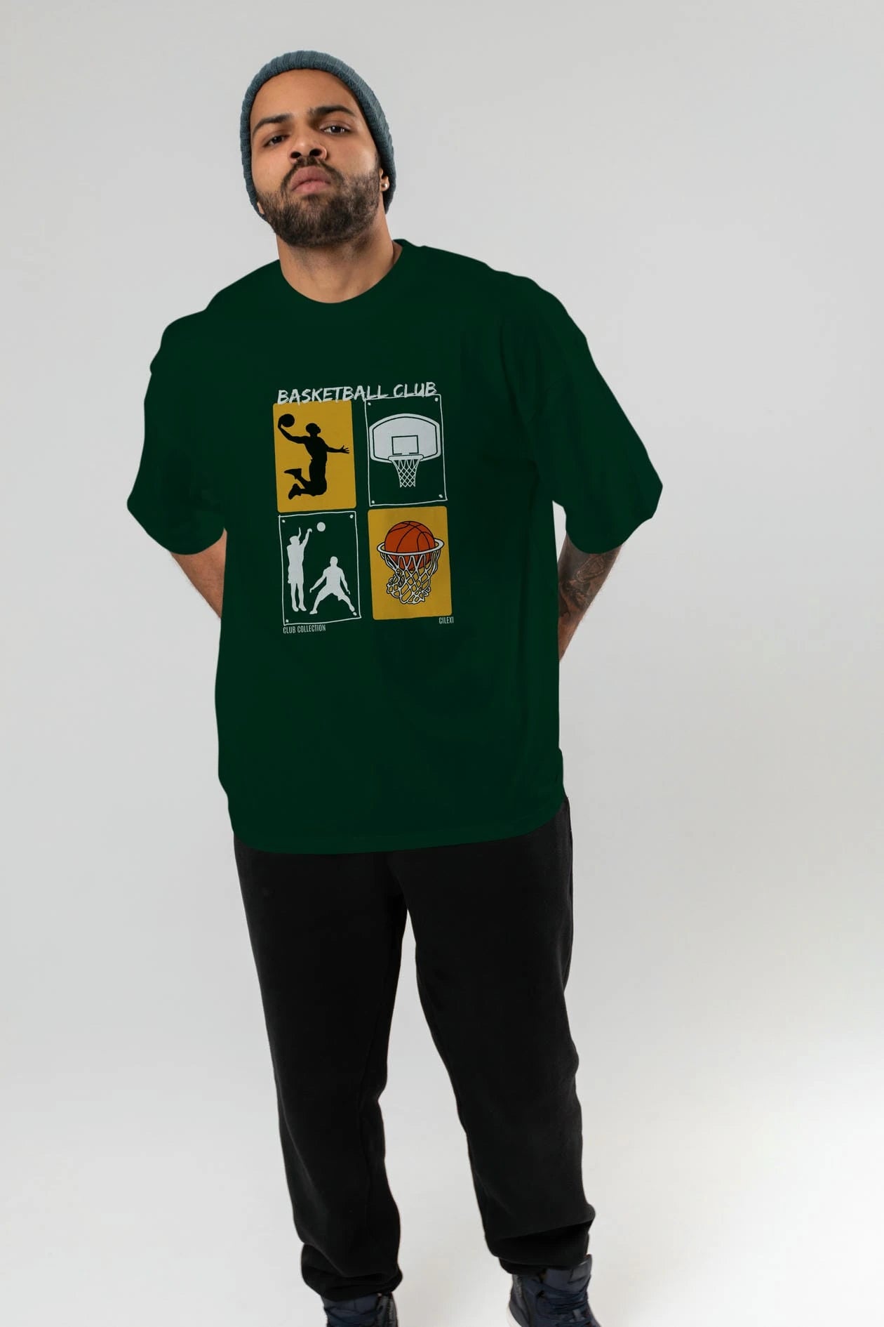 Basketball Club ön Baskılı Oversize t-shirt Erkek Kadın %100 Pamuk Bisiklet Yaka tişort