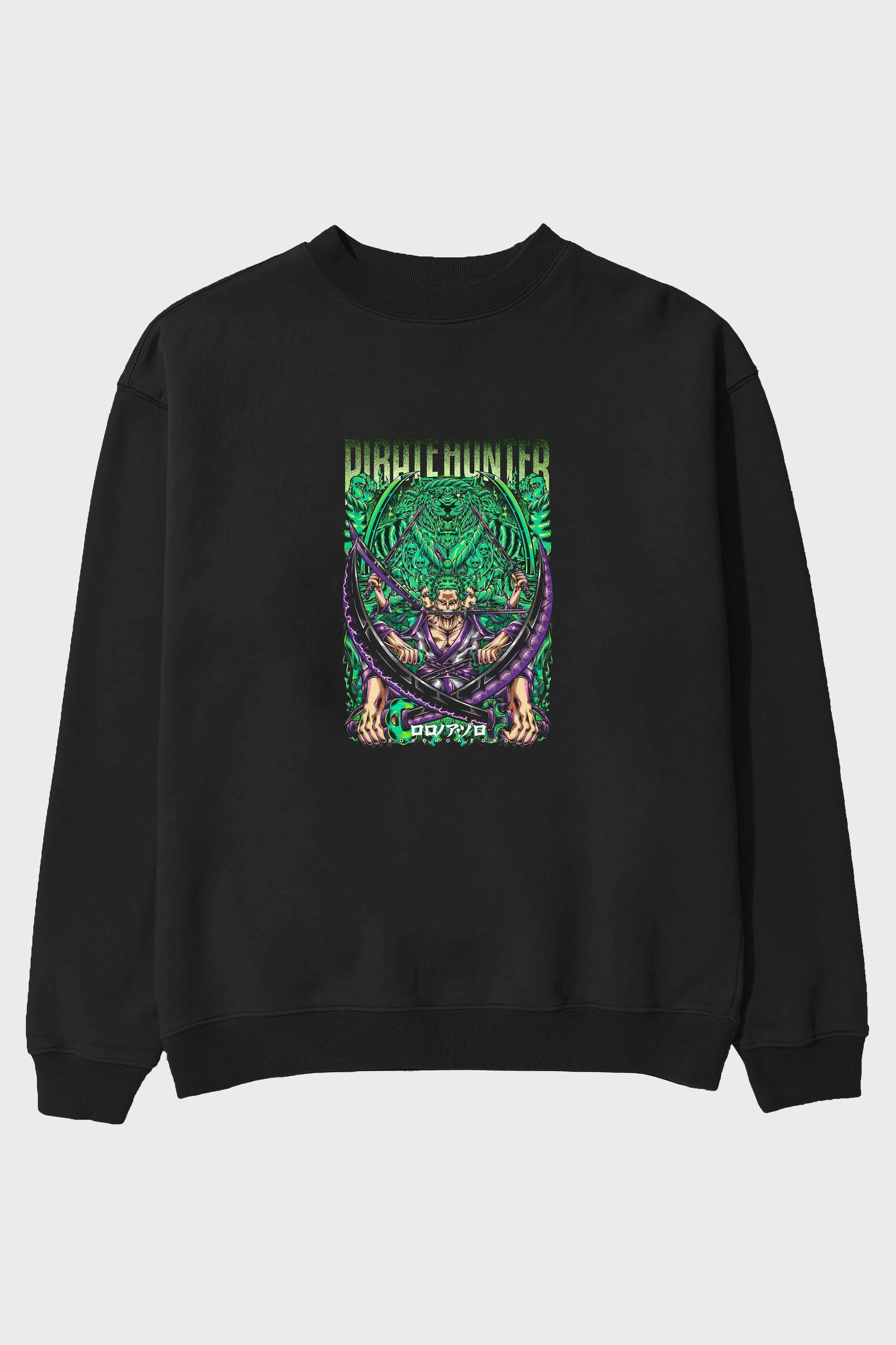 RORONOA ZORO 3 Anime Ön Baskılı Oversize Sweatshirt Erkek Kadın Unisex