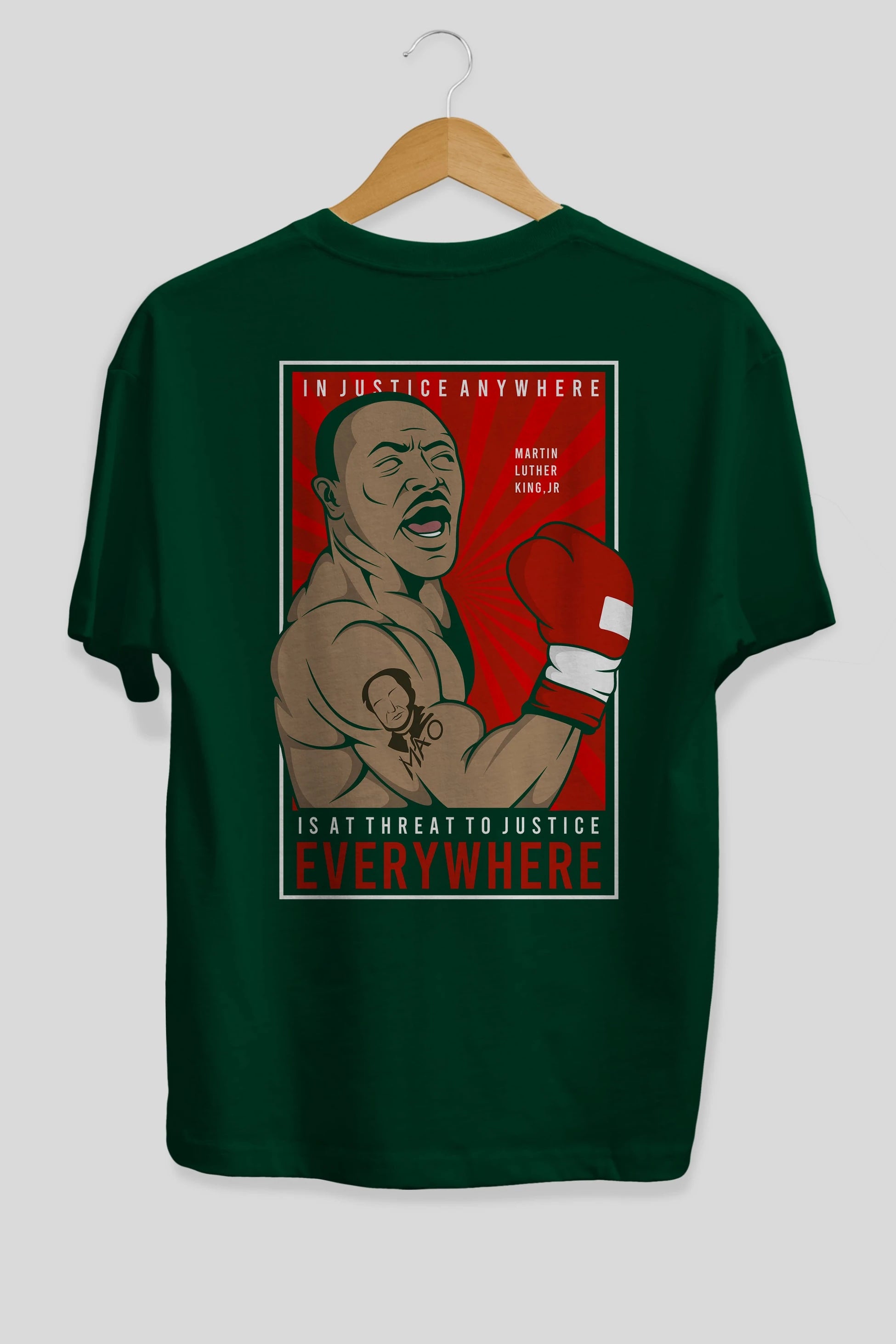 Luther King Boxer Arka Baskılı Oversize t-shirt Erkek Kadın Unisex %100 Pamuk tişort