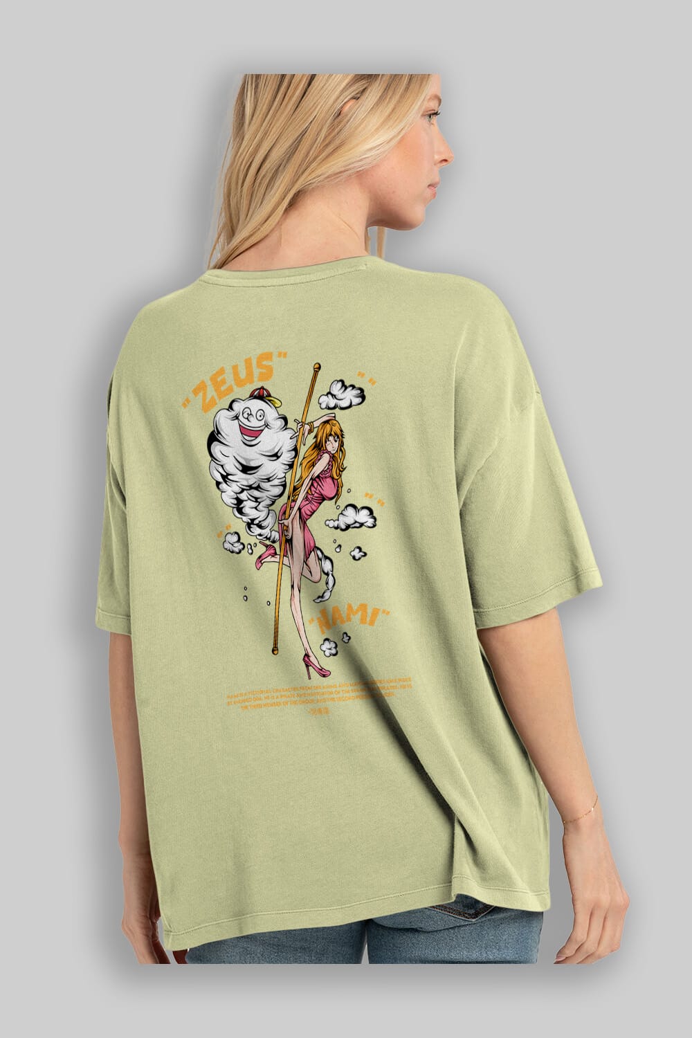 Zeus Nami Anime Arka Baskılı Oversize t-shirt Erkek Kadın Unisex