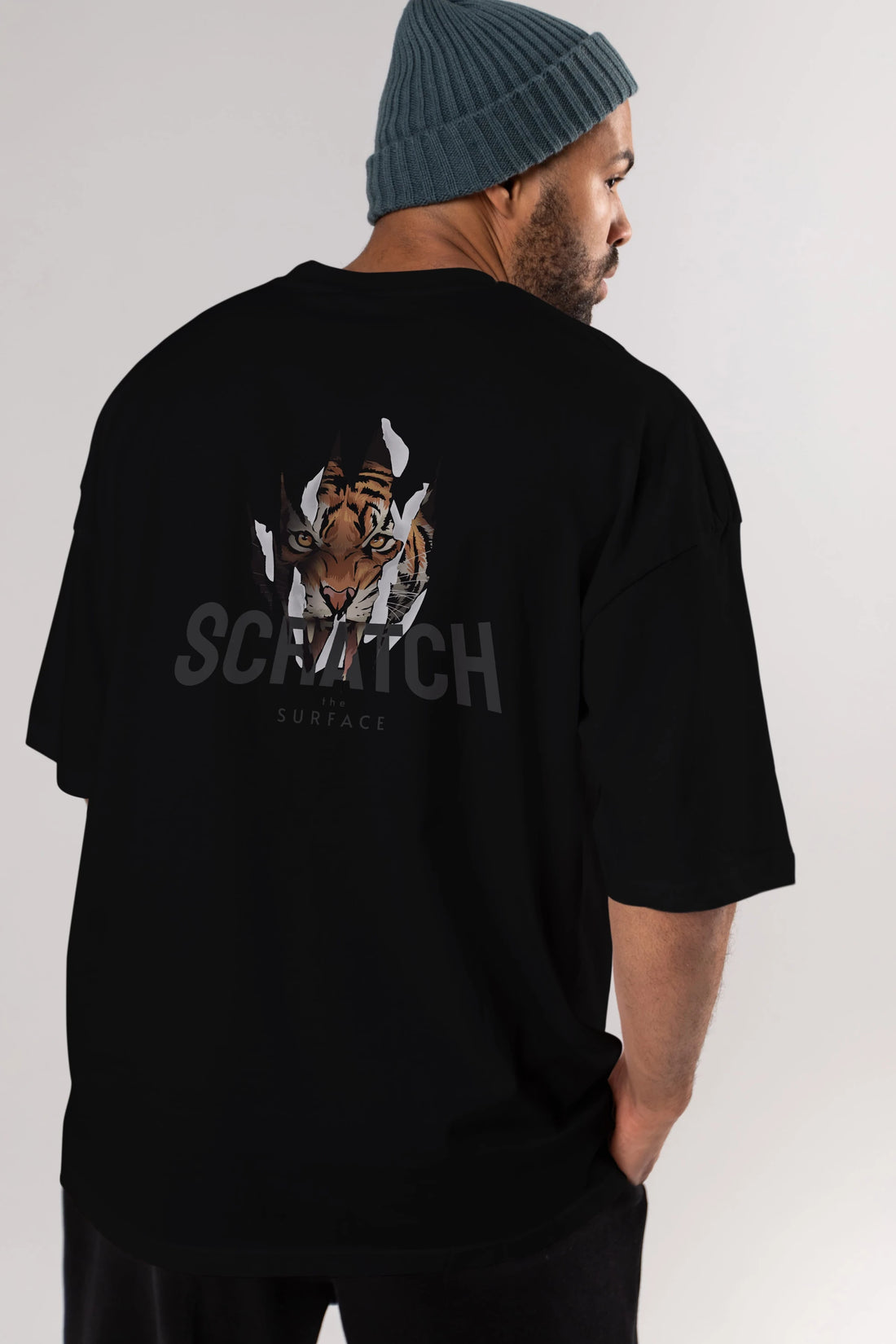 Teddy Bear Scratch Arka Baskılı Oversize t-shirt Erkek Kadın Unisex %100 Pamuk