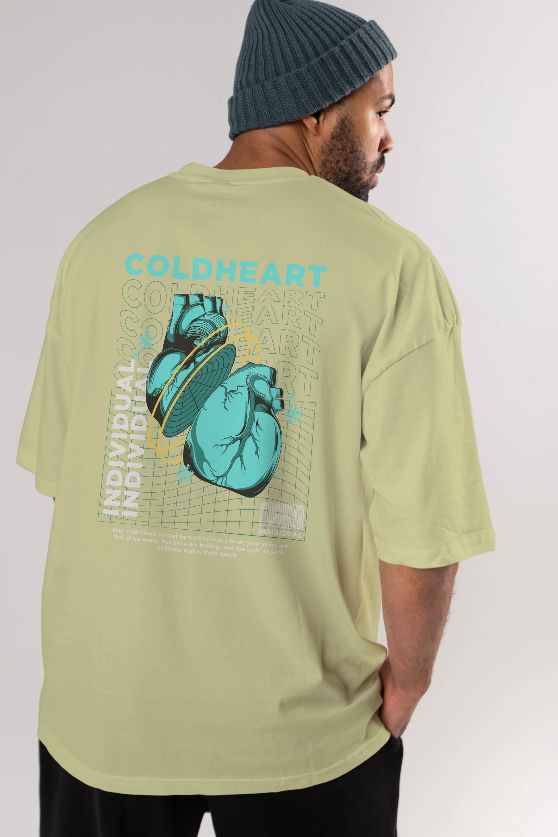 Cold Heart Arka Baskılı Oversize t-shirt Erkek Kadın Unisex