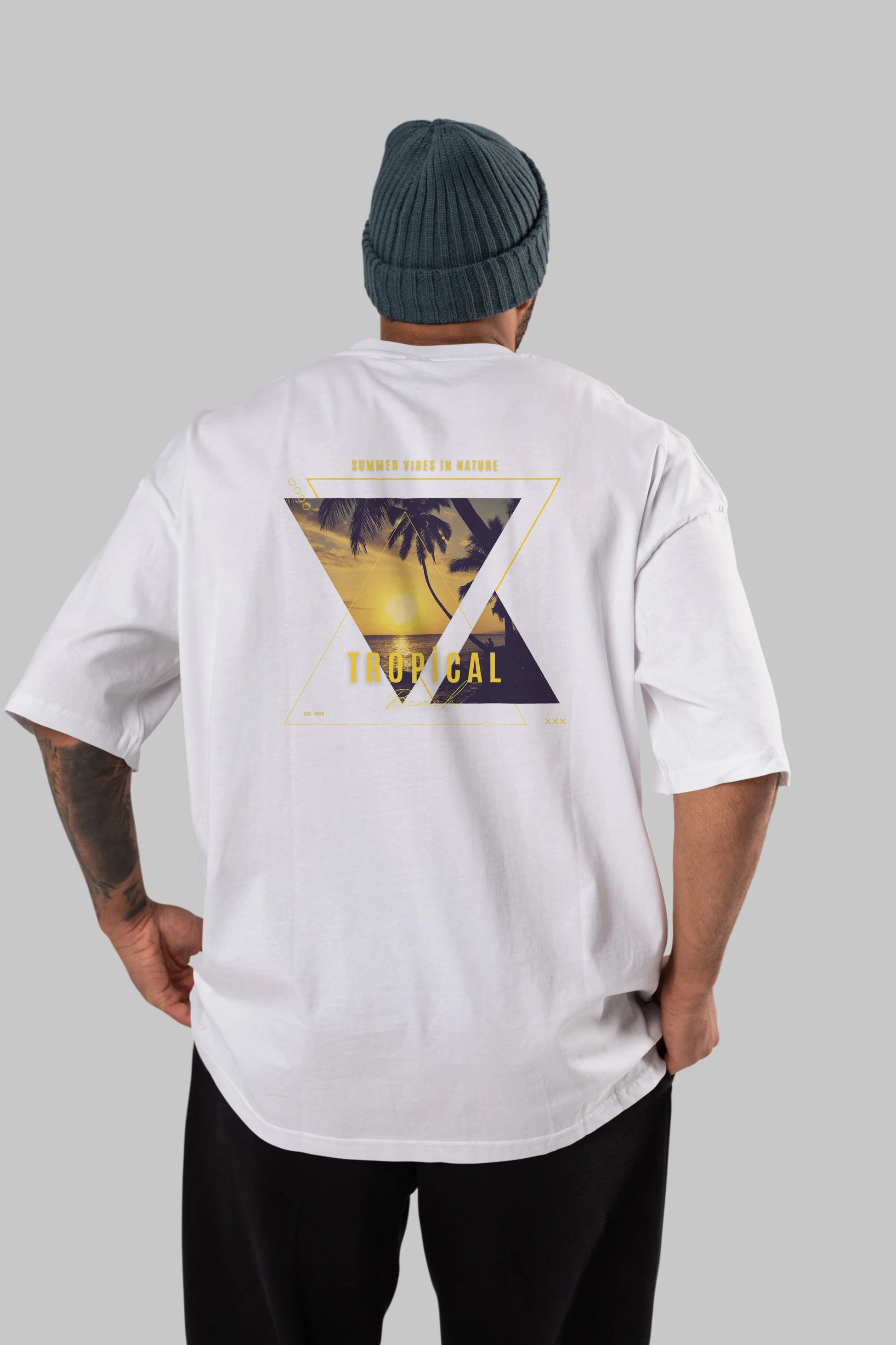 Summer Vibes Yazılı Arka Baskılı Oversize t-shirt Erkek Kadın Unisex