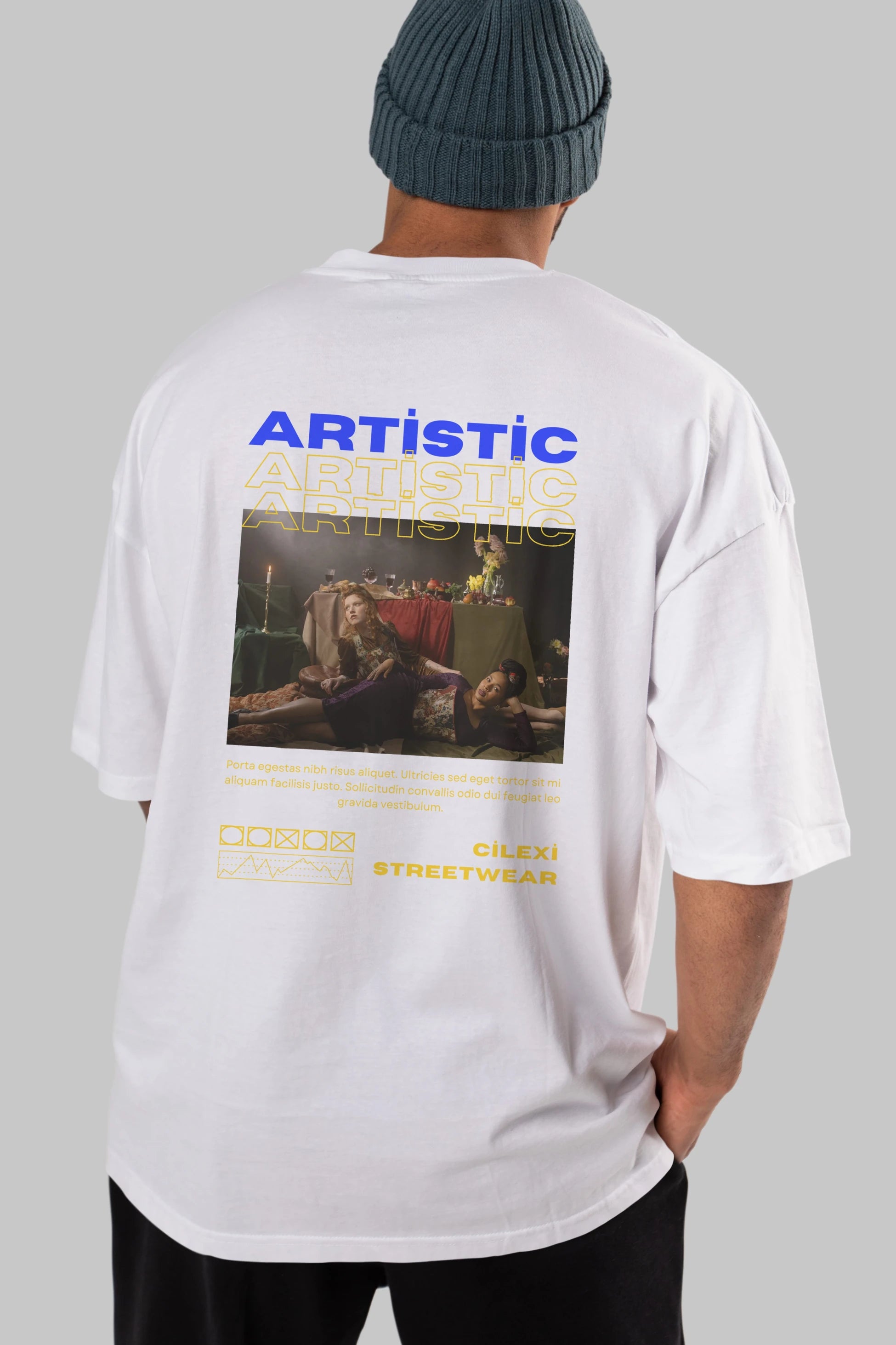 Artistic Yazılı Streetwear Arka Baskılı Oversize t-shirt Erkek Kadın Unisex