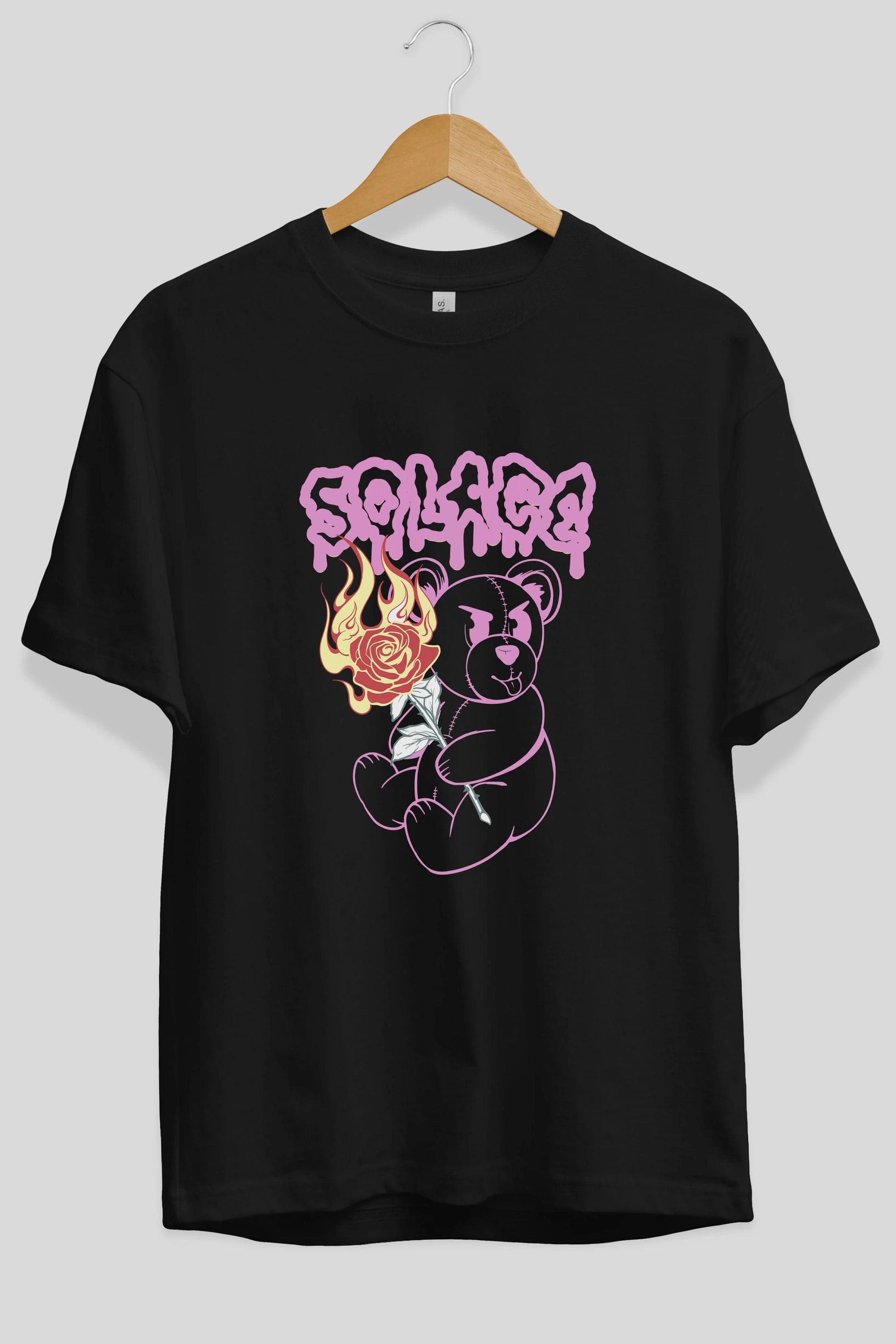Solage Bear Ön Baskılı Oversize t-shirt Erkek Kadın Unisex