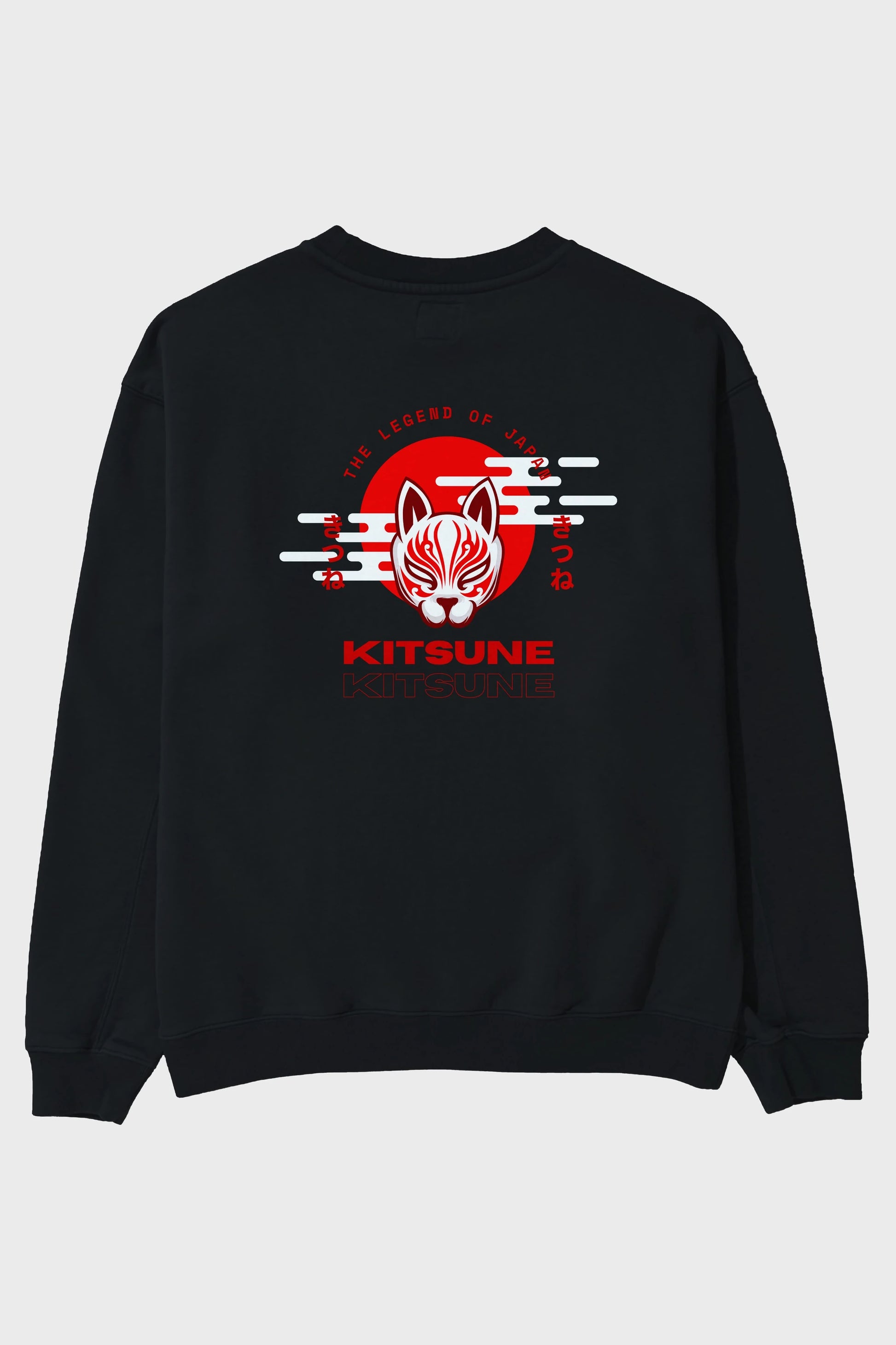 Kitsune Mask Arka Baskılı Oversize Sweatshirt Erkek Kadın Unisex