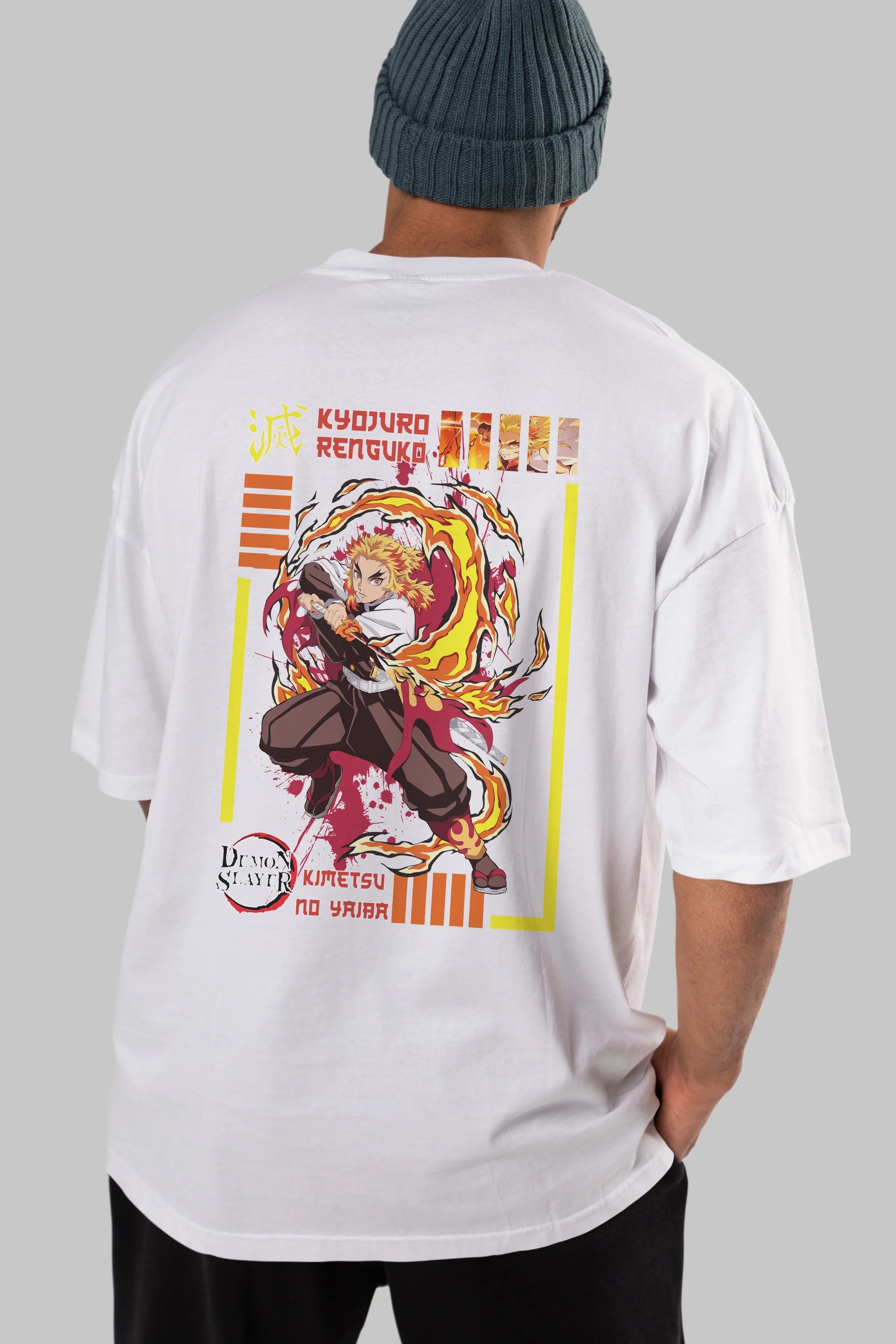 KYOJURO RENGOKU Anime Arka Baskılı Oversize t-shirt Erkek Kadın Unisex