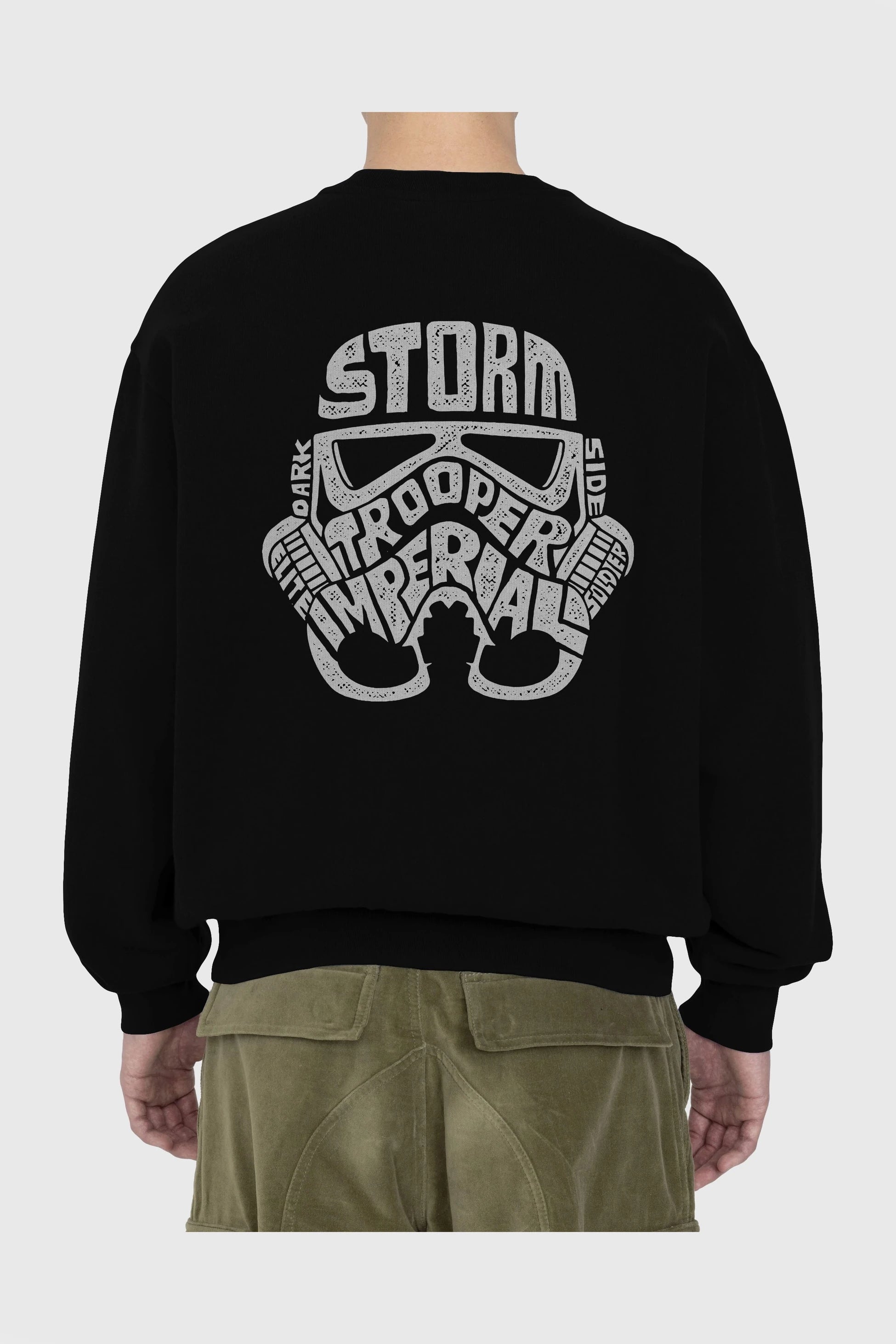 Storm Trooper Arka Baskılı Oversize Sweatshirt Erkek Kadın Unisex