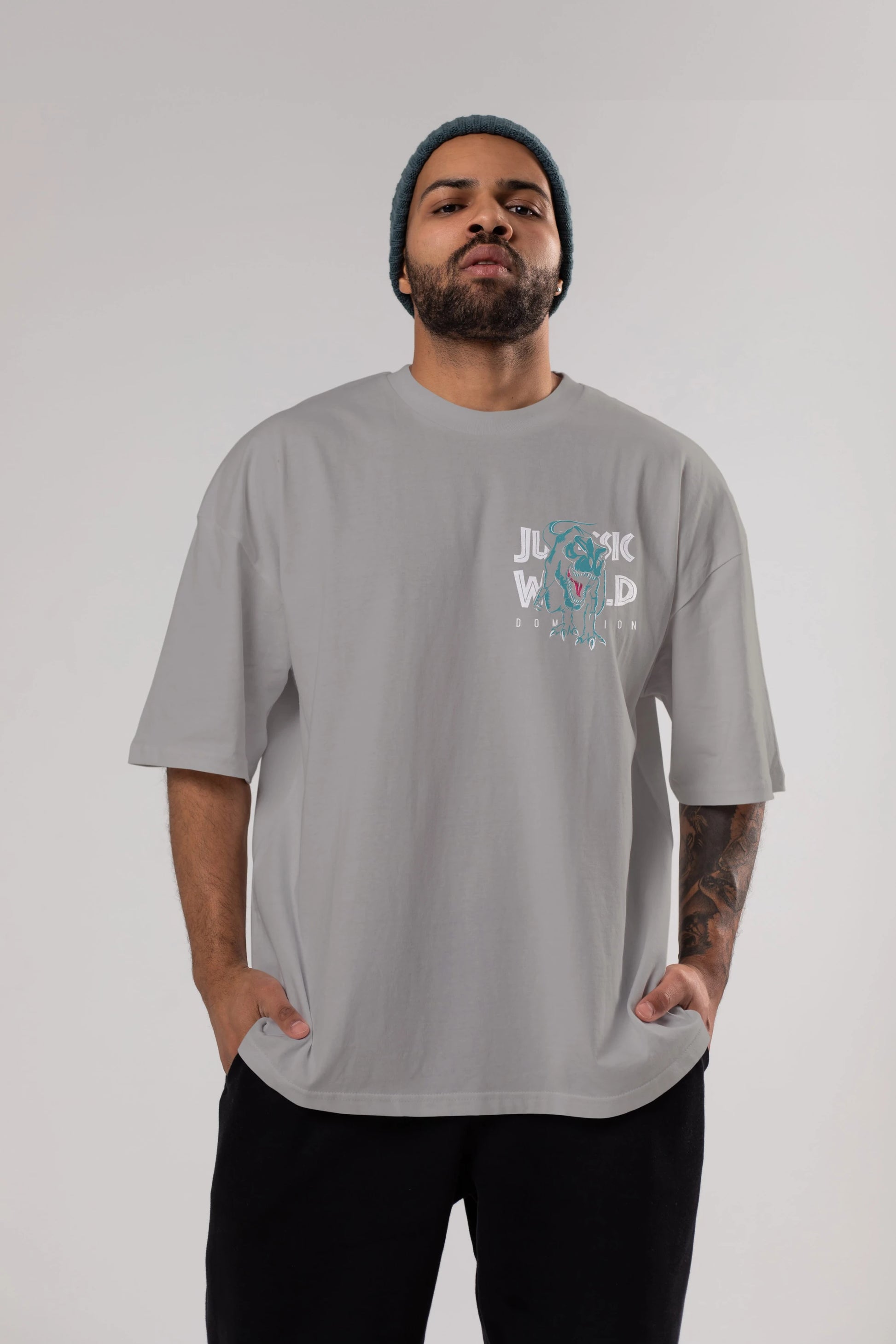 Jurassic Park (1) Ön Sol Baskılı Oversize t-shirt Erkek Kadın Unisex %100 Pamuk Bisiklet Yaka tişort