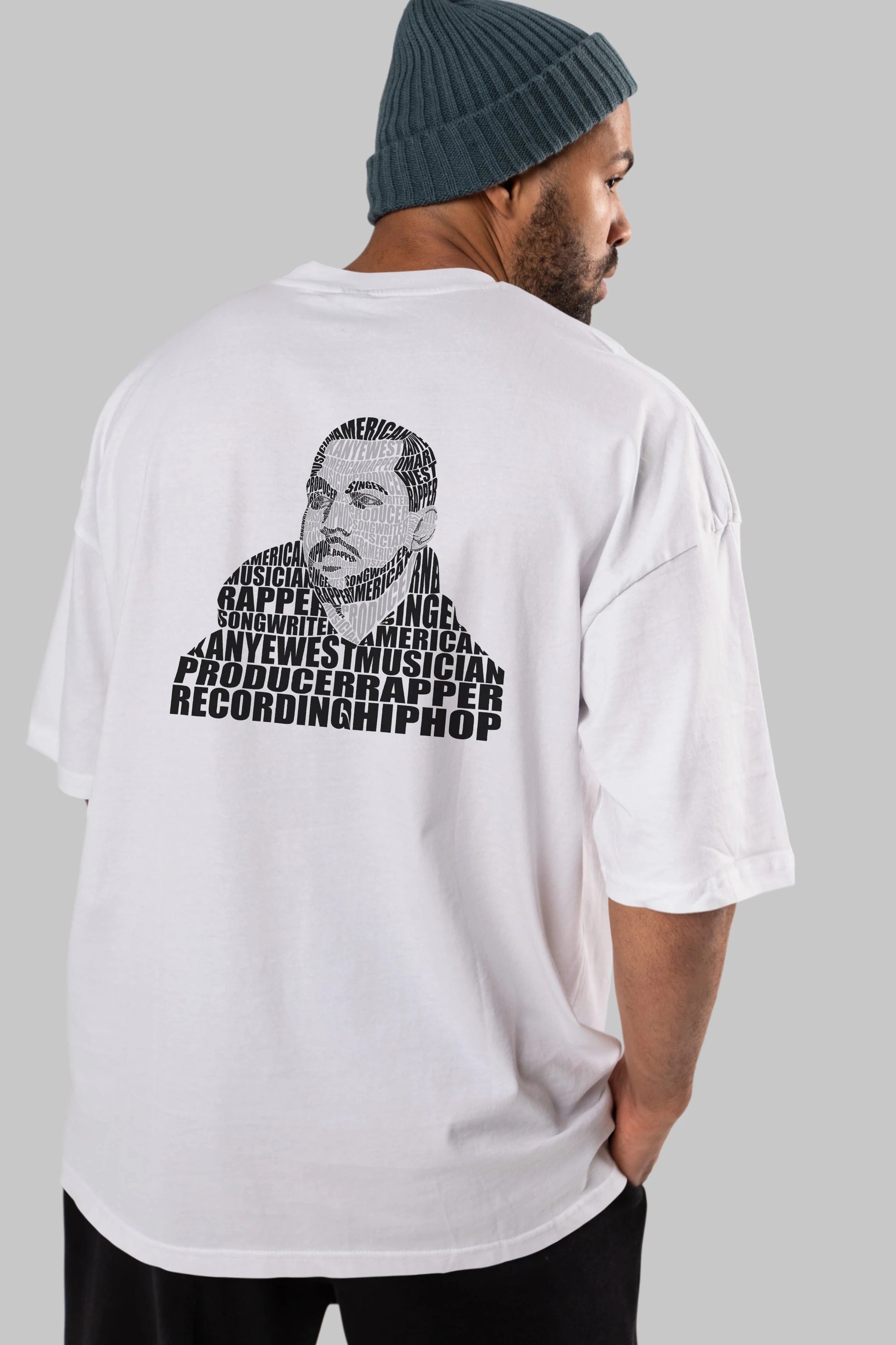 Kanye West Calligram Arka Baskılı Oversize t-shirt %100 pamuk Erkek Kadın Unisex