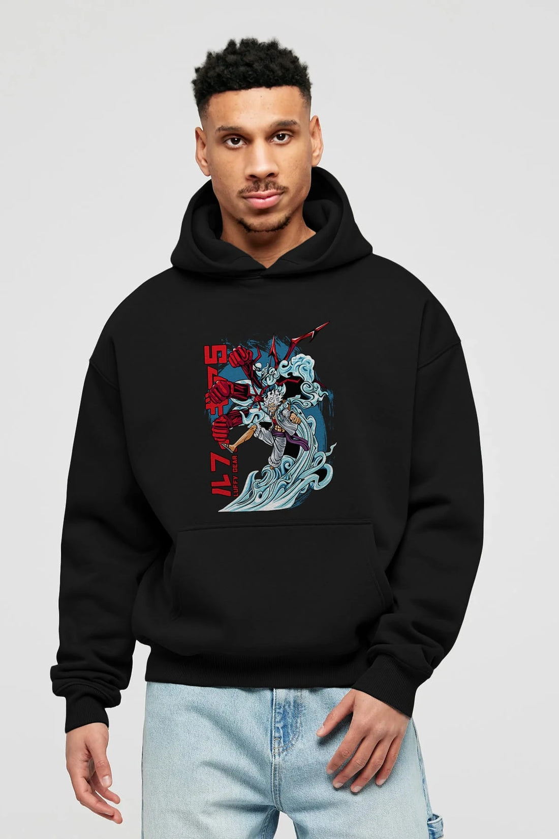 MONKEY D. LUFFY GEAR5 2 Anime Ön Baskılı Hoodie Oversize Kapüşonlu Sweatshirt Erkek Kadın Unisex