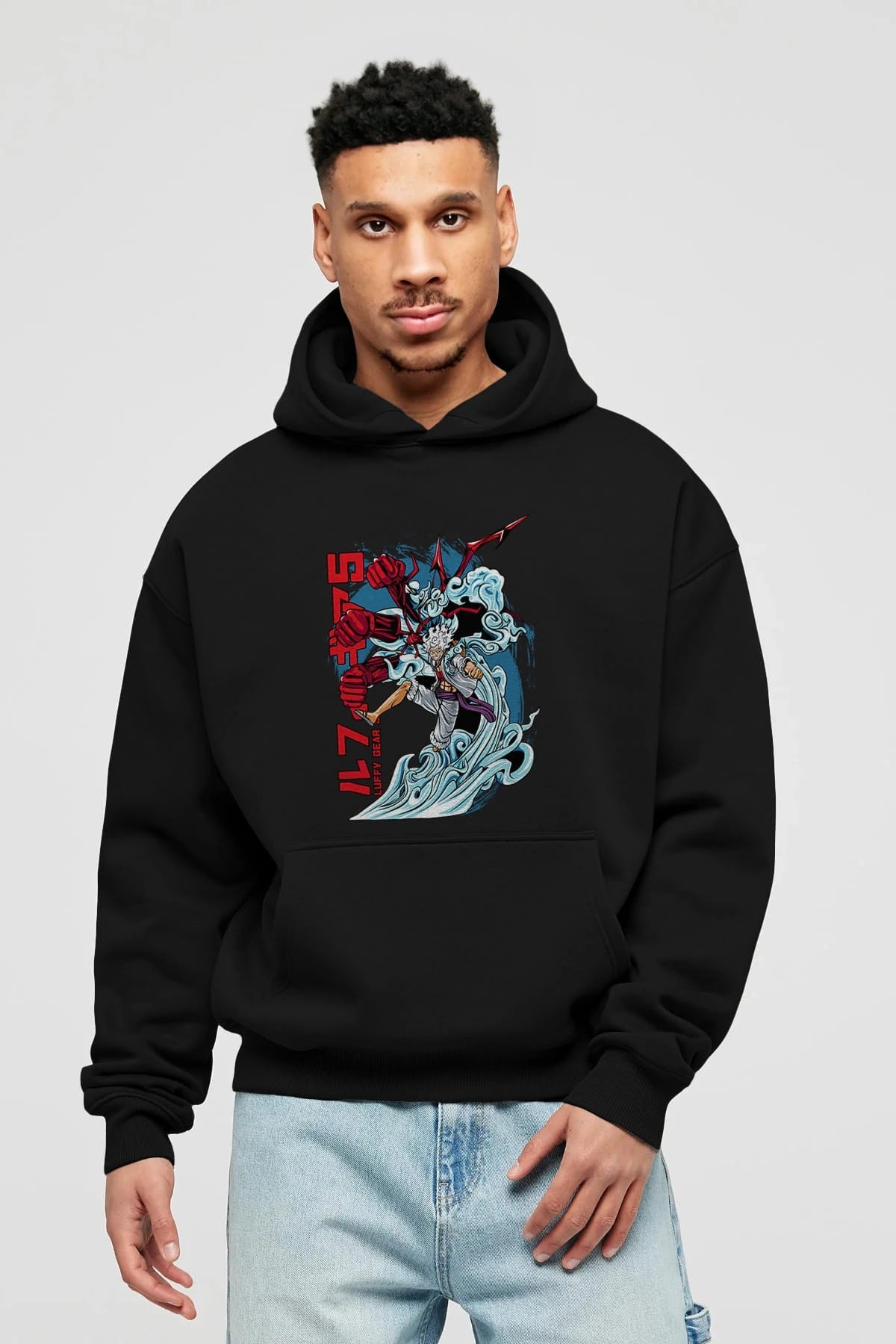 MONKEY D. LUFFY GEAR5 2 Anime Ön Baskılı Hoodie Oversize Kapüşonlu Sweatshirt Erkek Kadın Unisex