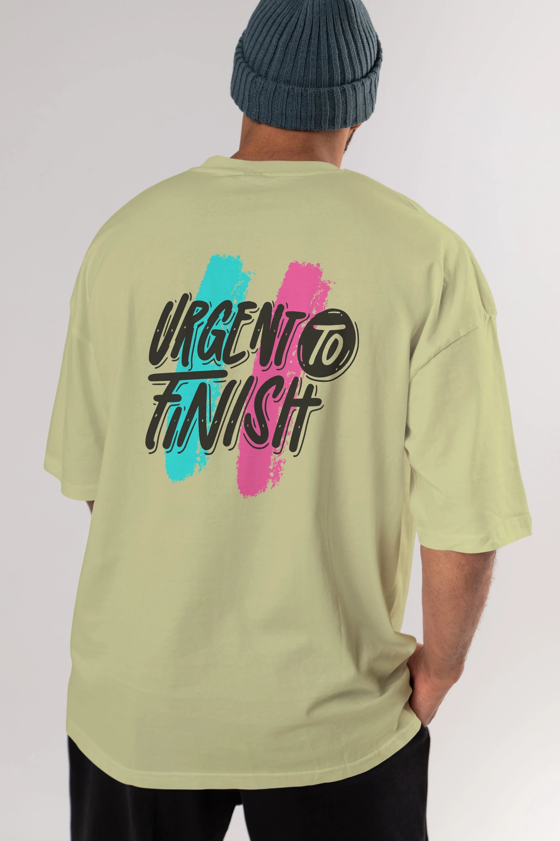 Urgent To Finish Arka Baskılı Oversize t-shirt Erkek Kadın Unisex
