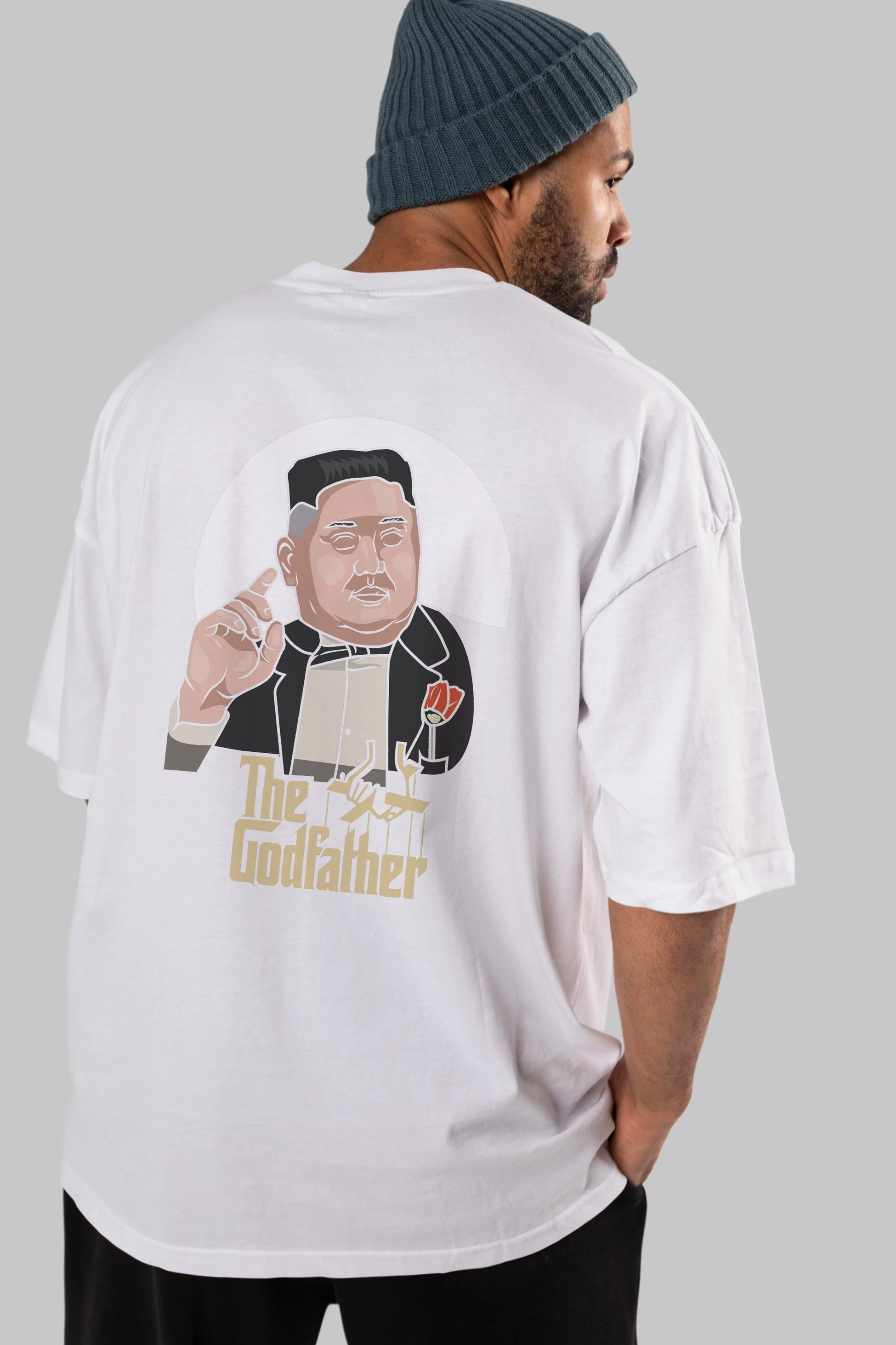 Godfather Jong Un Arka Baskılı Oversize t-shirt Erkek Kadın Unisex %100 Pamuk tişort